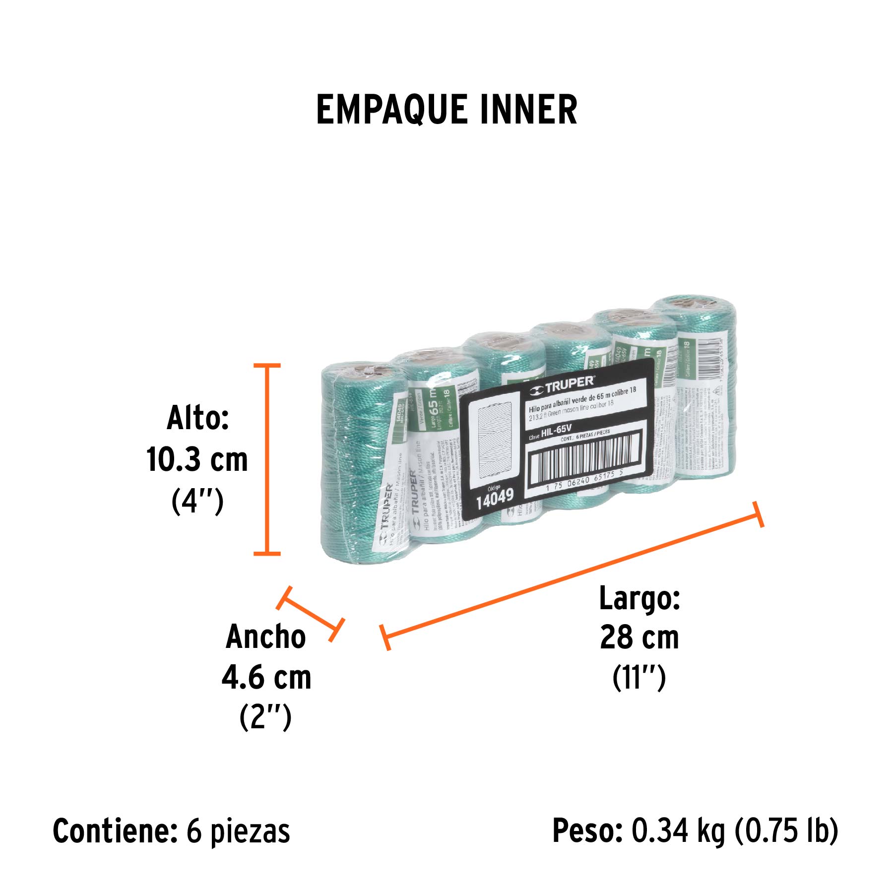 Hilo para albañil, 65 m, verde