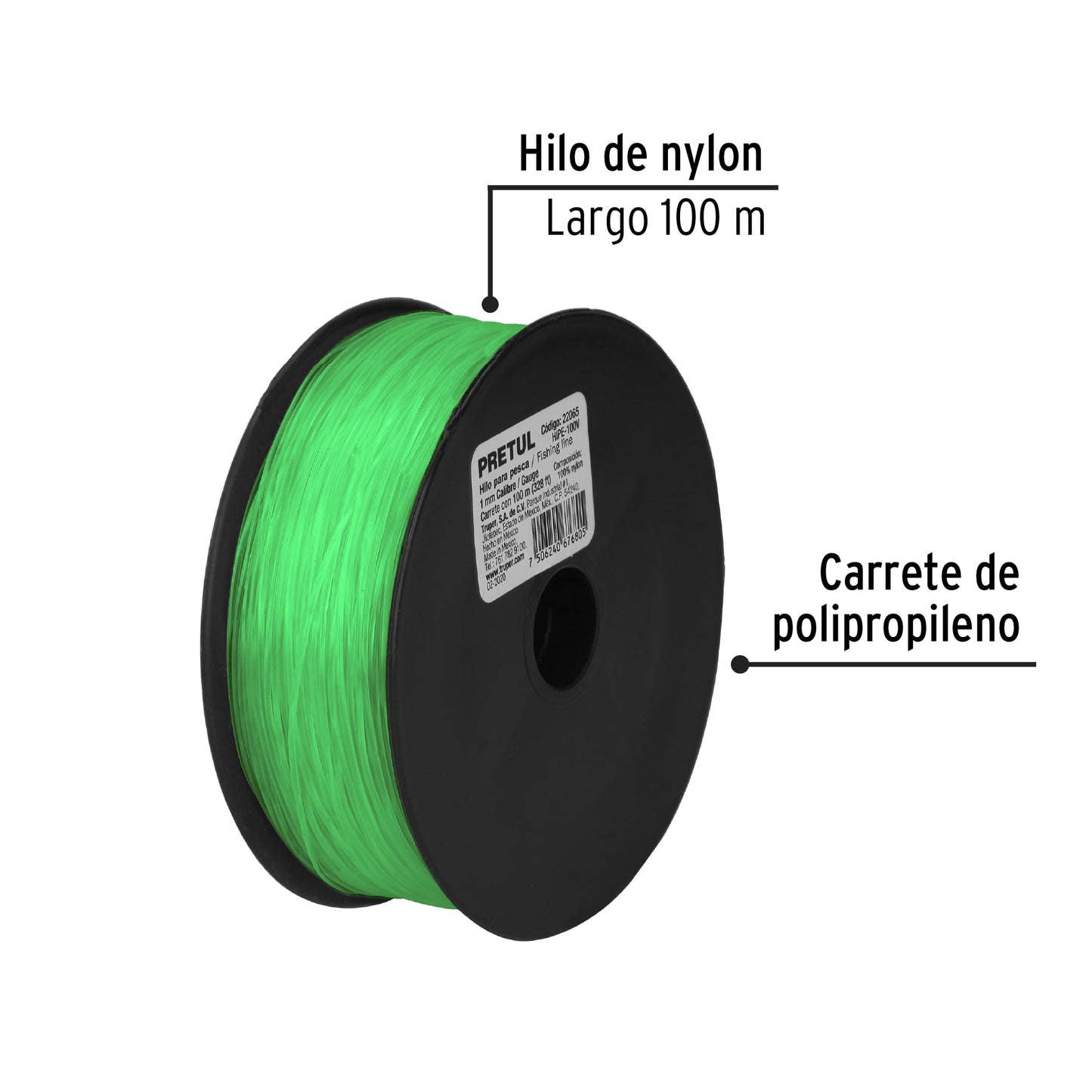 Hilo de nylon para pesca, 1.00 mm,verde
