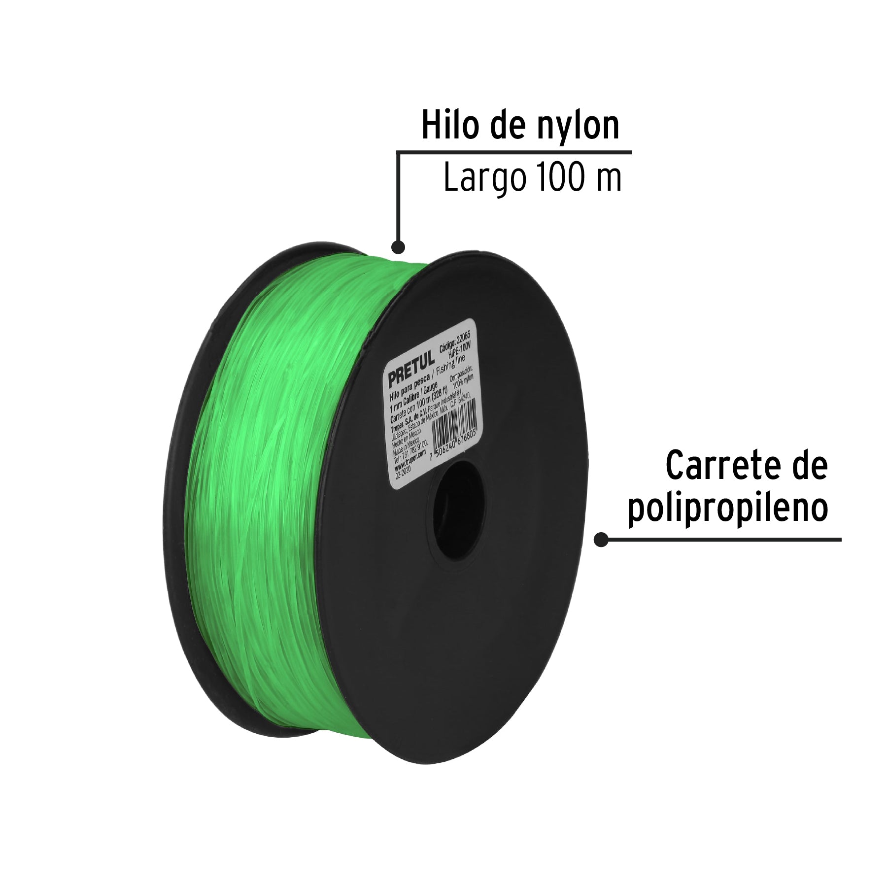 Hilo de nylon para pesca, 1.00 mm,verde