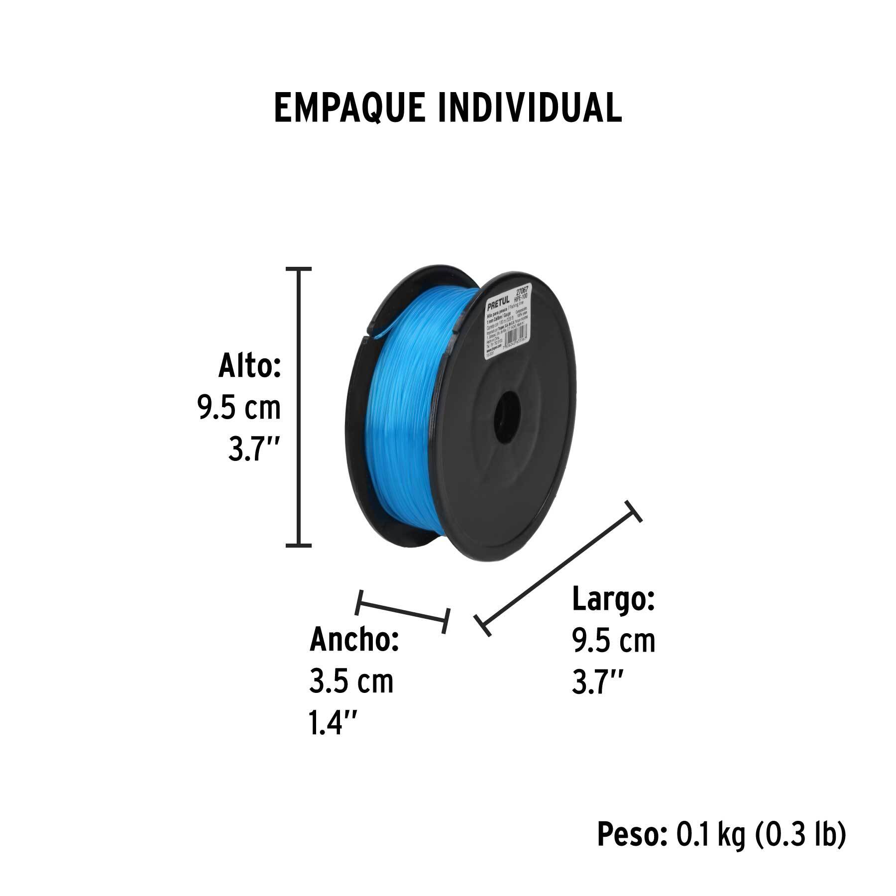 Hilo para pesca, rollo 100m, calibre 1.00mm, azul