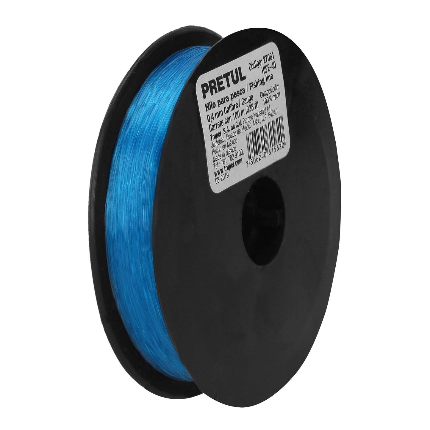 Hilo para pesca, rollo 100m, calibre 0.40mm, azul