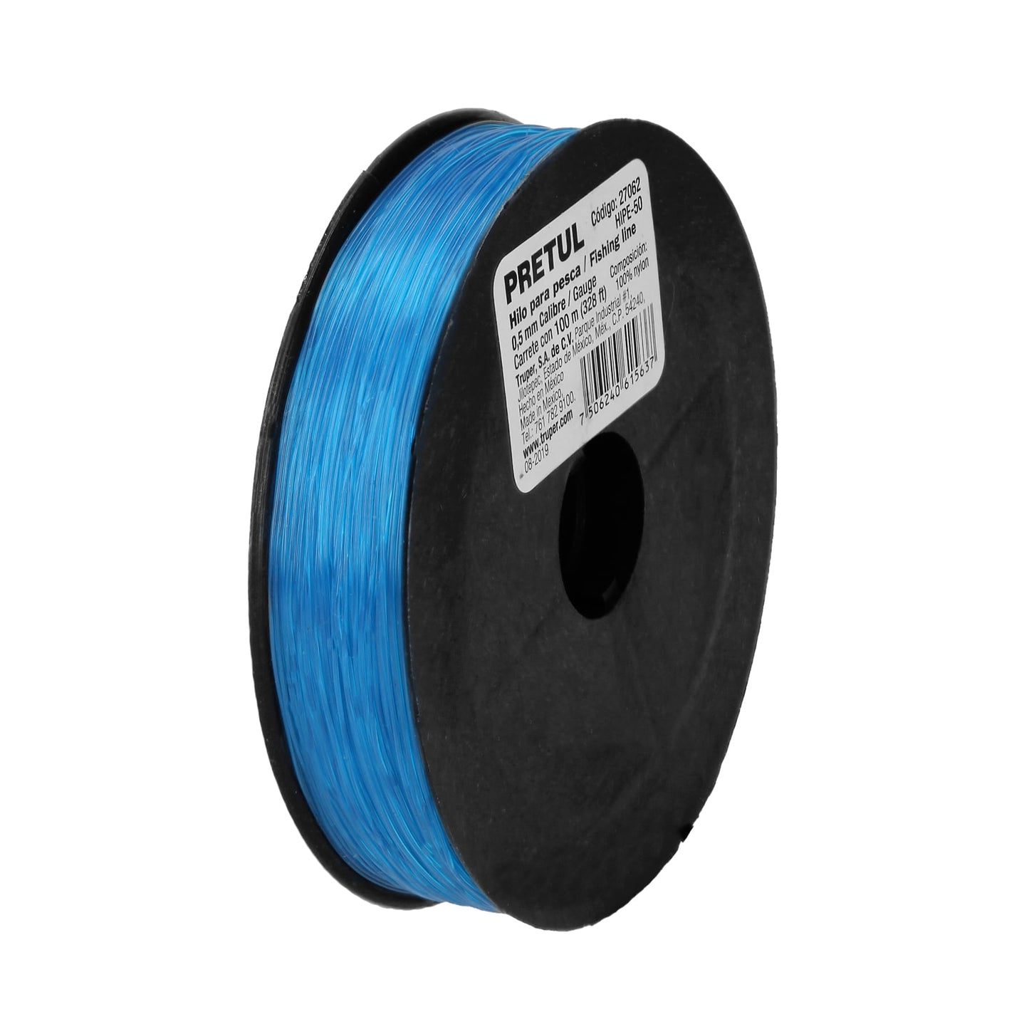 Hilo para pesca, rollo 100m, calibre 0.50mm, azul