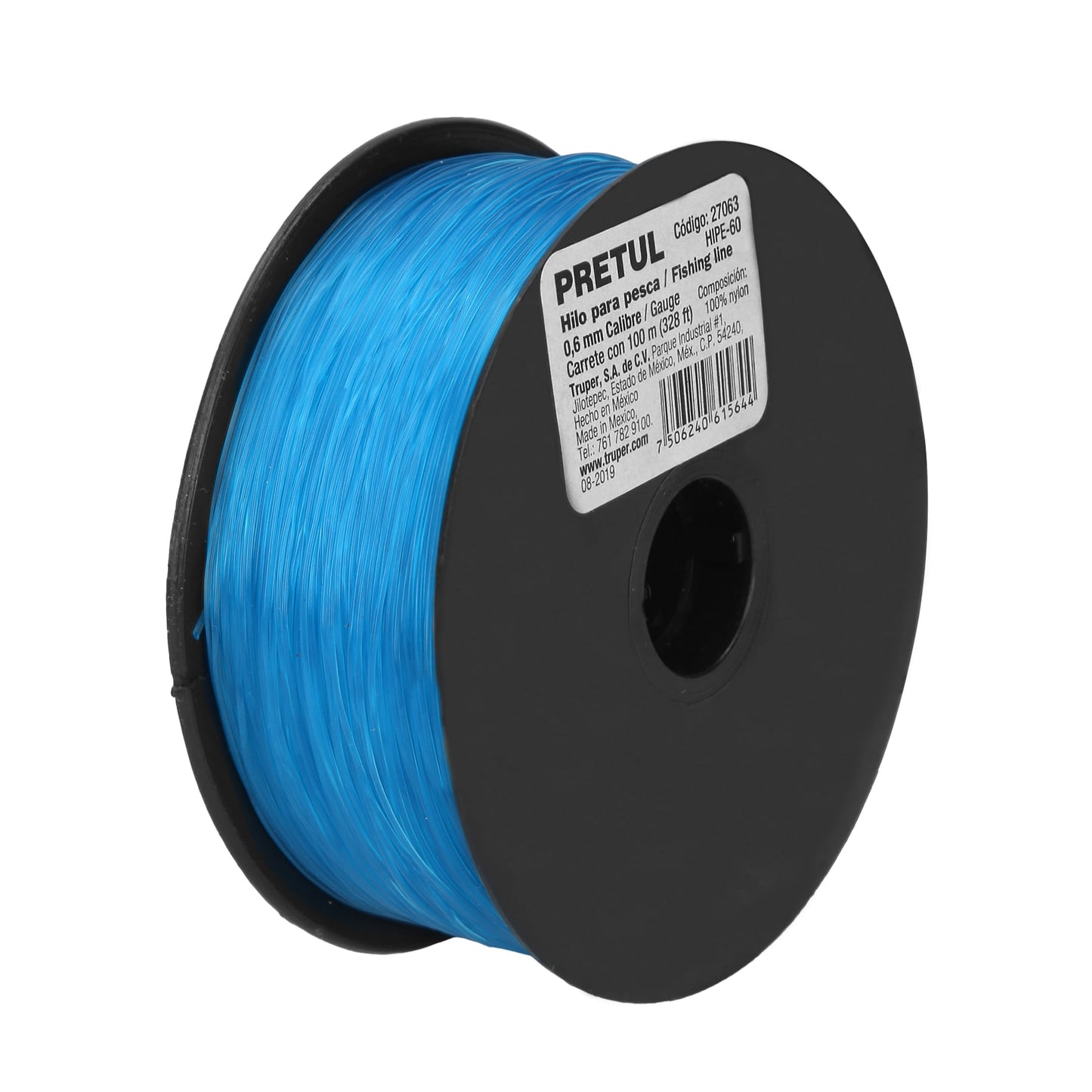 Hilo para pesca, rollo 100m, calibre 0.60mm, azul