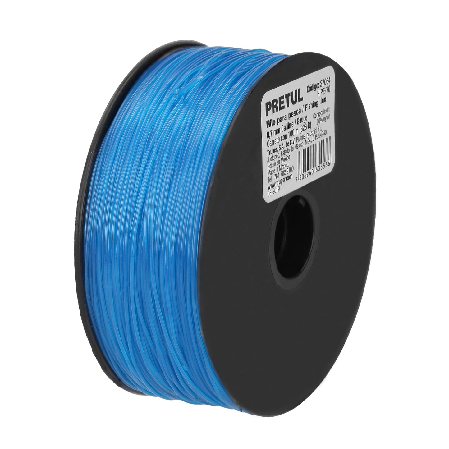Hilo para pesca, rollo 100m, calibre 0.70mm, azul