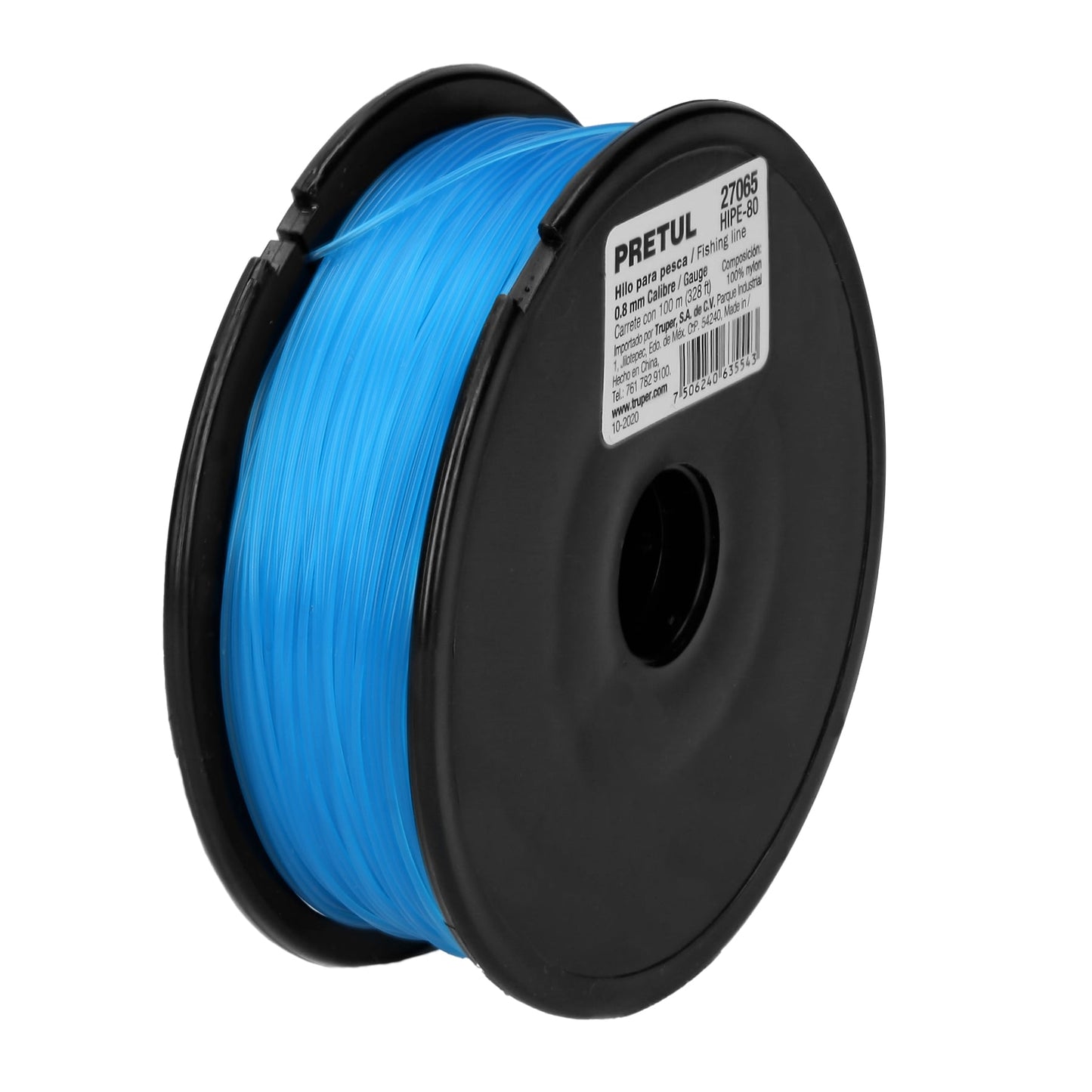 Hilo para pesca, rollo 100m, calibre 0.80mm, azul