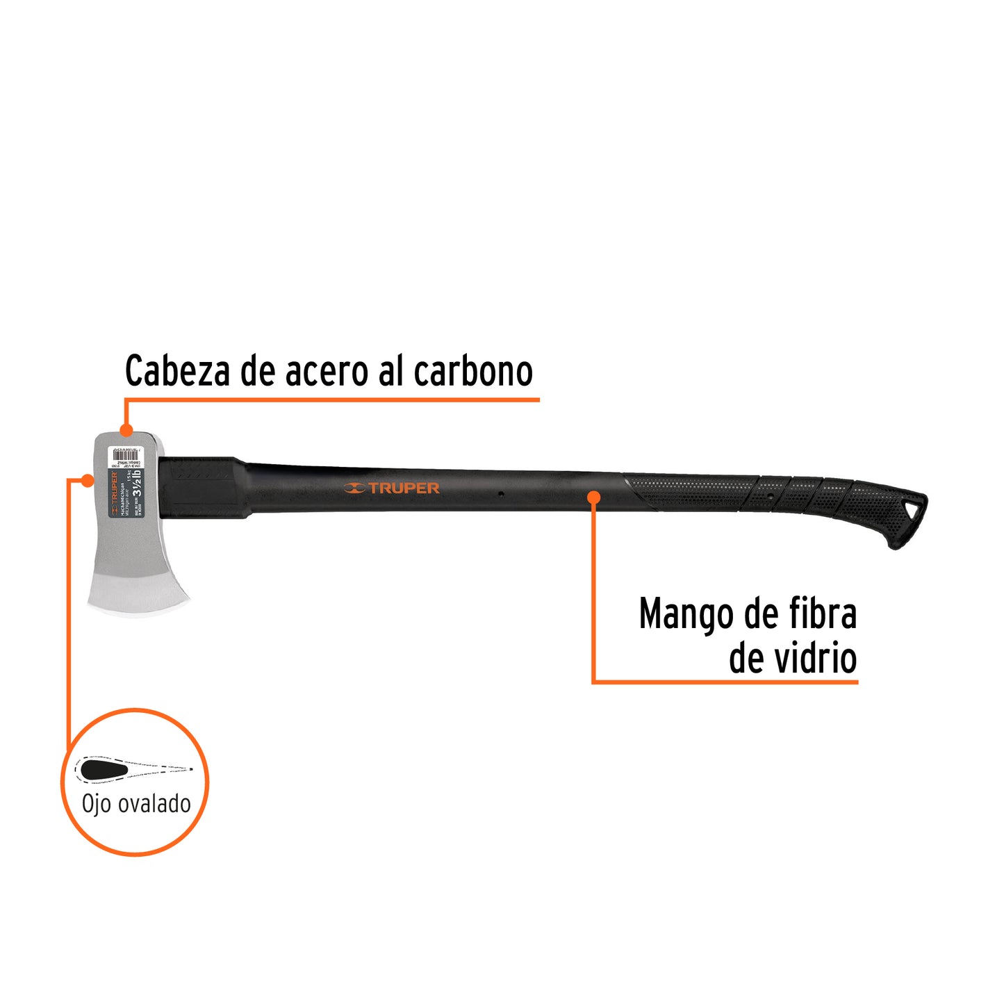Hacha michigan, 3-1/2 lb, mango fibra de vidrio