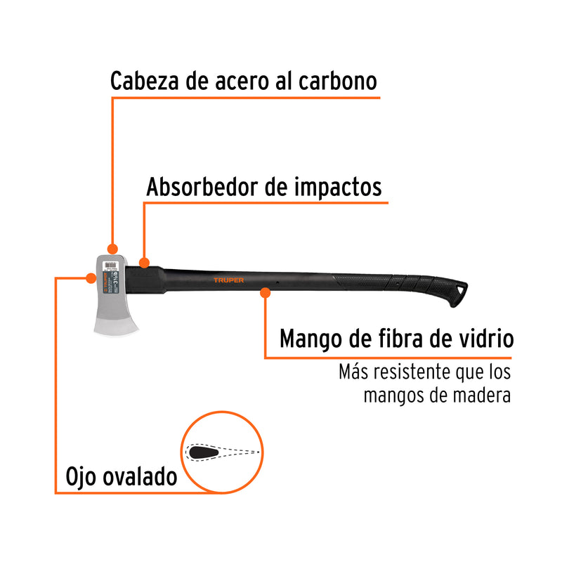 Hacha michigan, 3-1/2 lb, mango fibra de vidrio