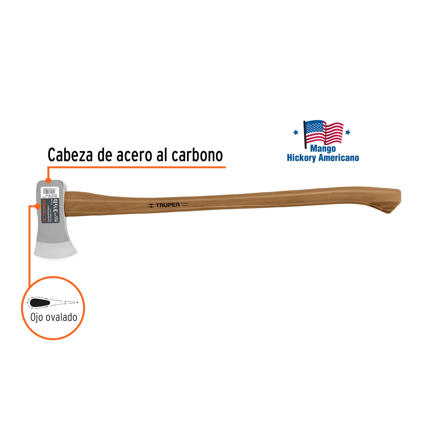 Hacha michigan, 3-1/2 lb, mango hickory