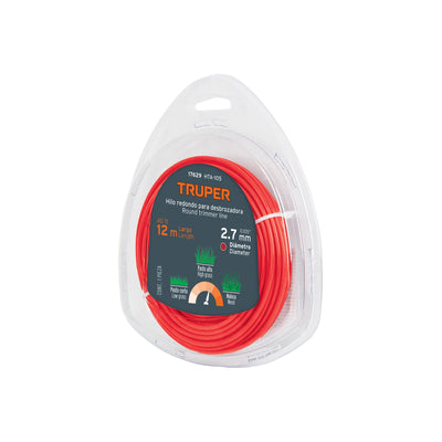 Hilo redondo para desbrozadora, 12 m largo, 2.7 mm, blister