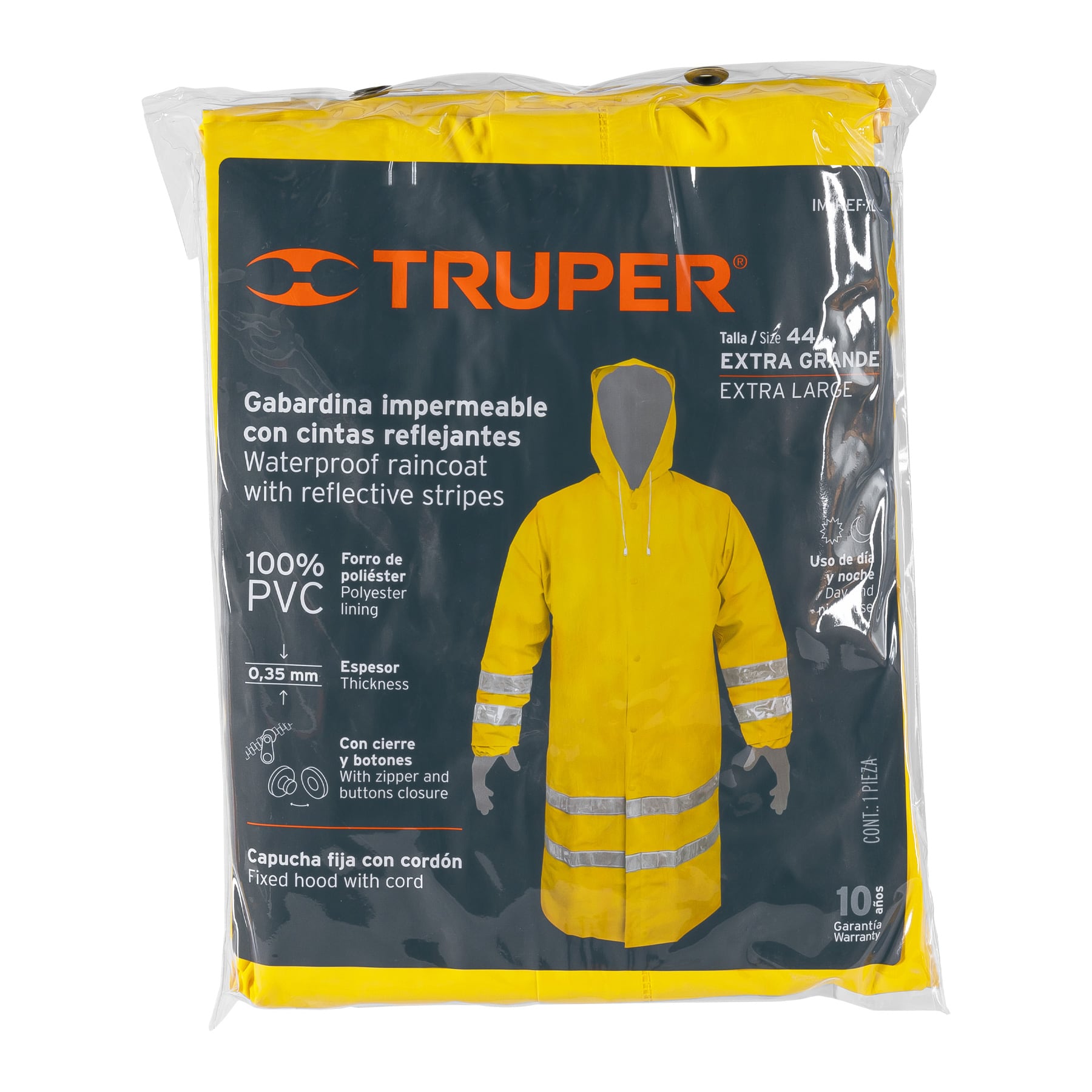Gabardina impermeable con reflejante, talla extra grande,PVC