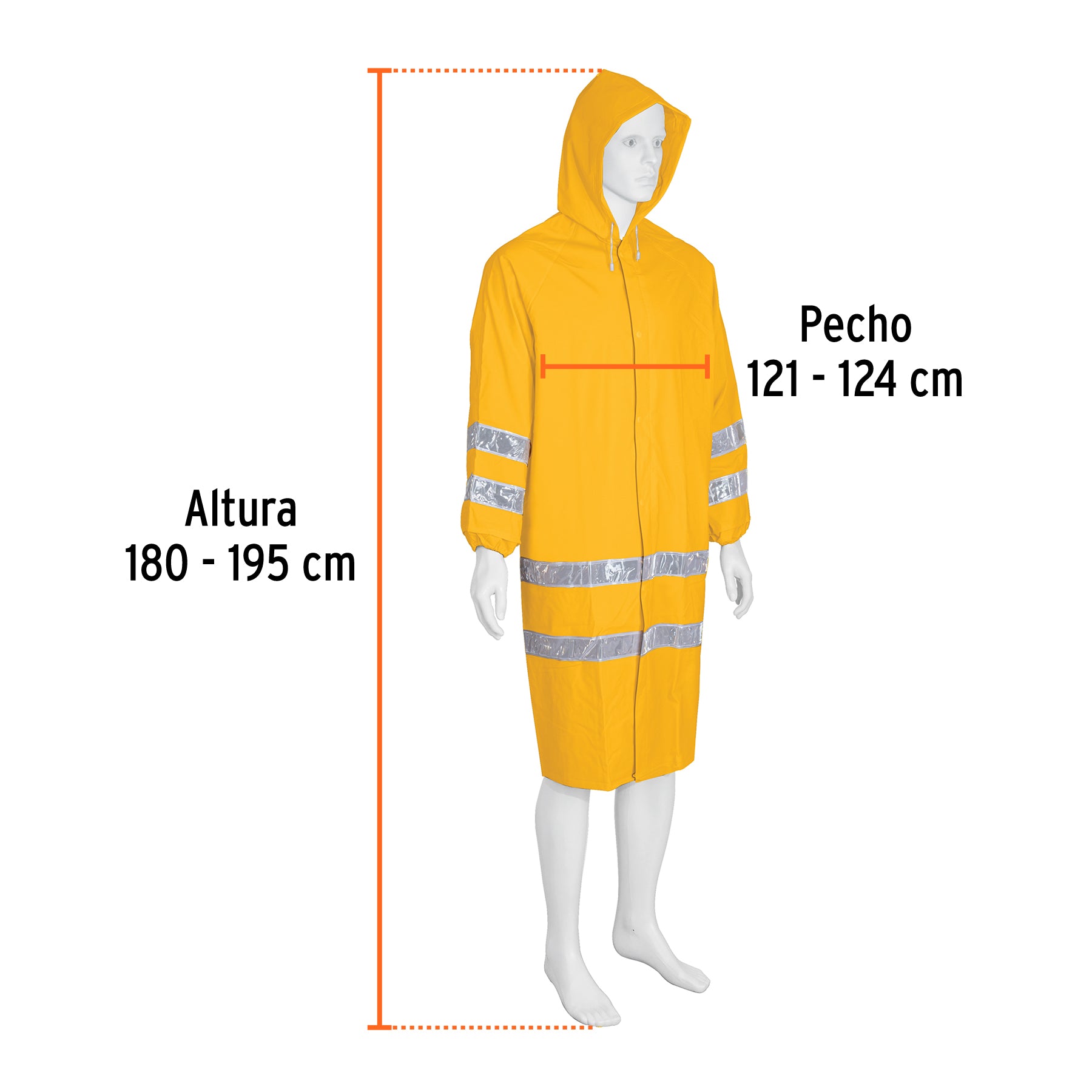 Gabardina impermeable con reflejante, talla extra grande,PVC