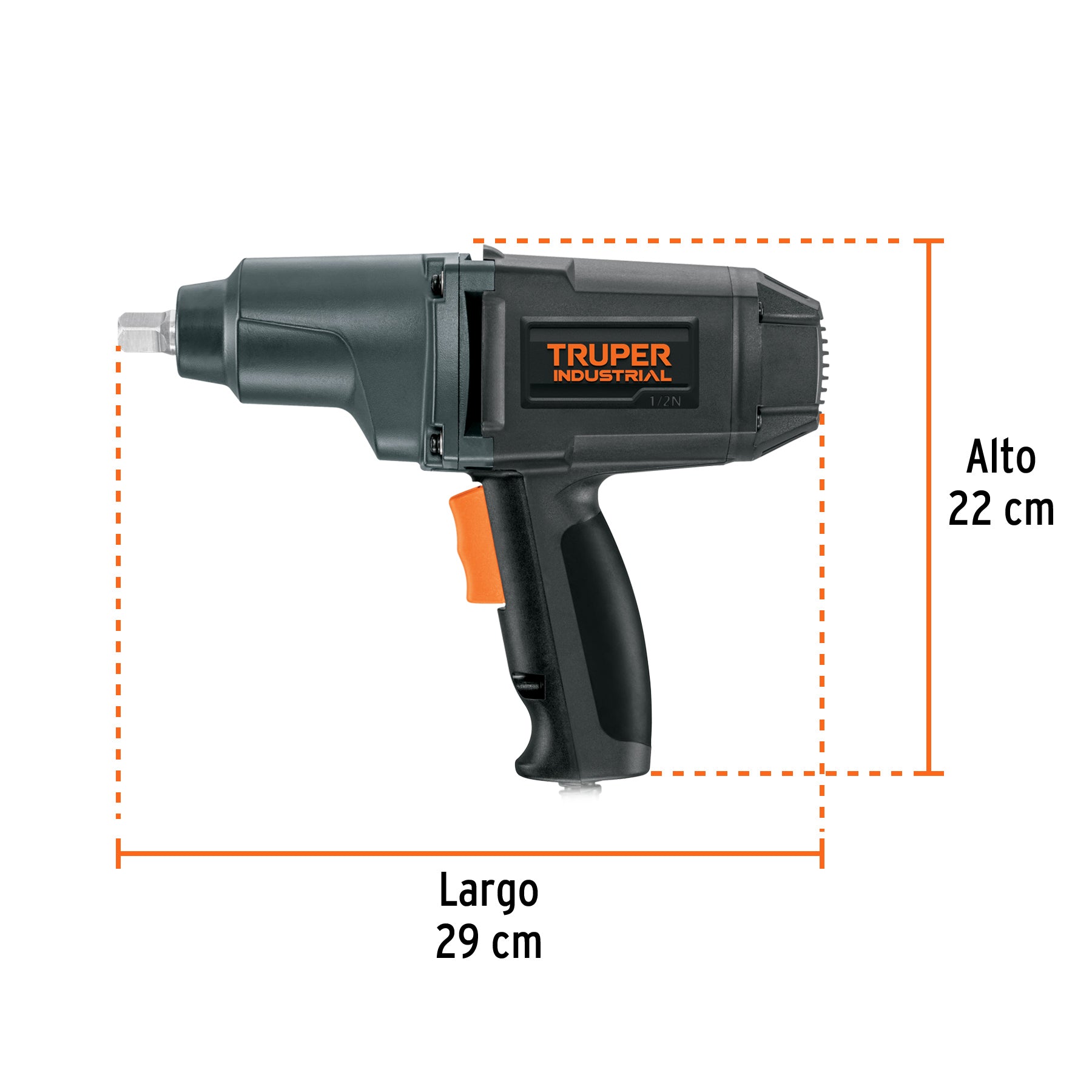 Llave neumática de impacto, industrial, 1/2" de 900 w.