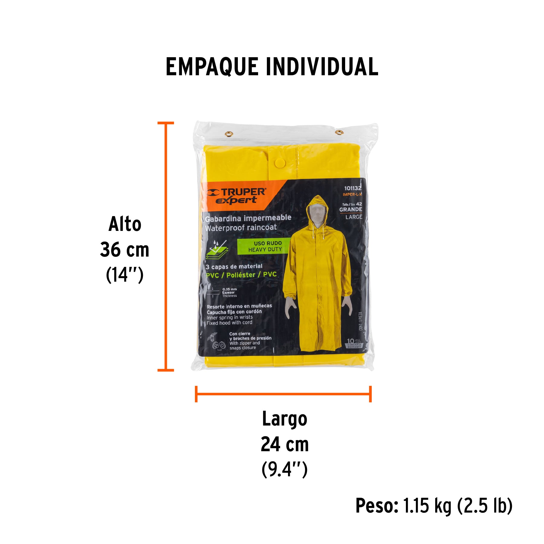 Gabardina impermeable, PVC/poliéster/PVC, 0.35 mm G, Expert