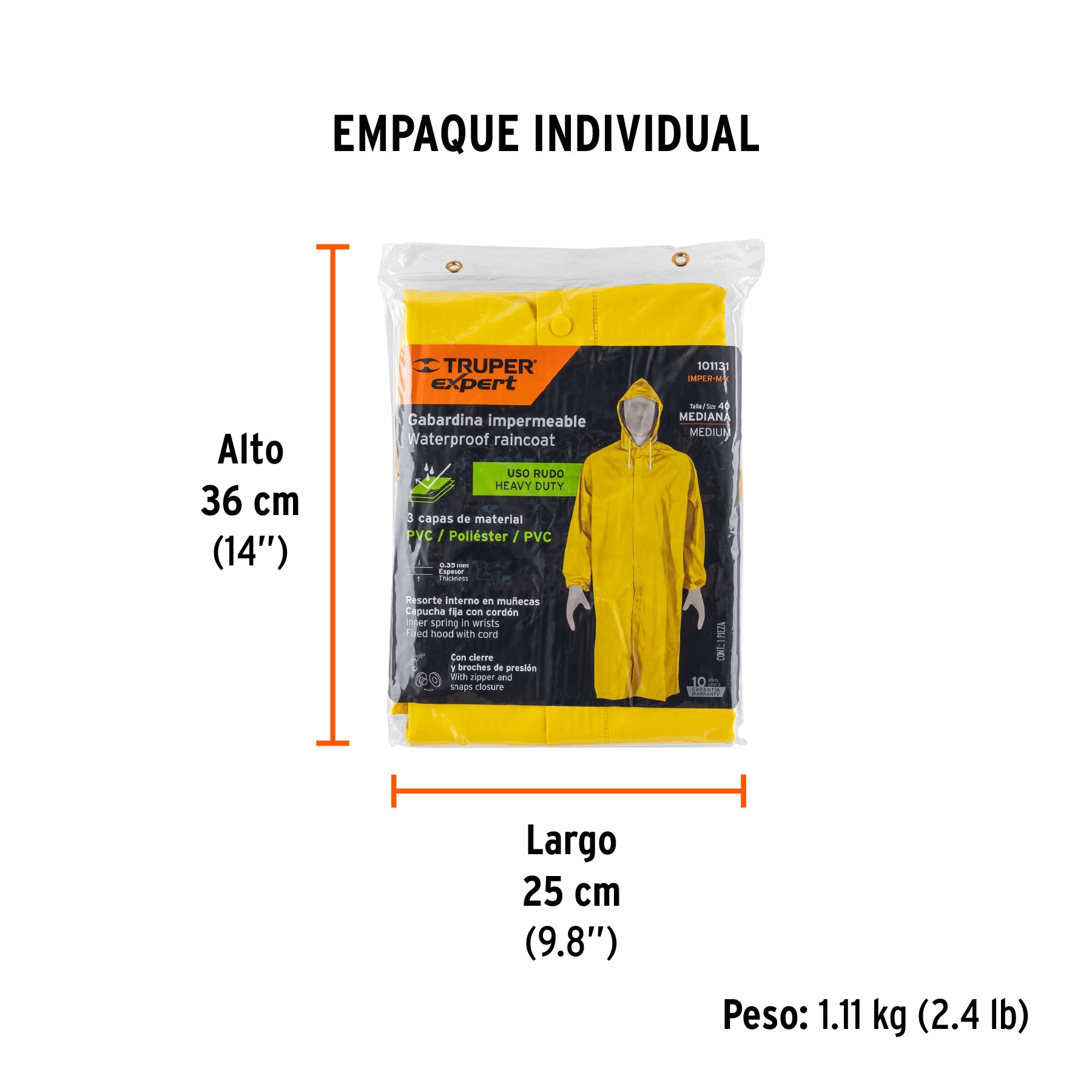 Gabardina impermeable, PVC/poliéster/PVC, 0.35 mm M, Expert