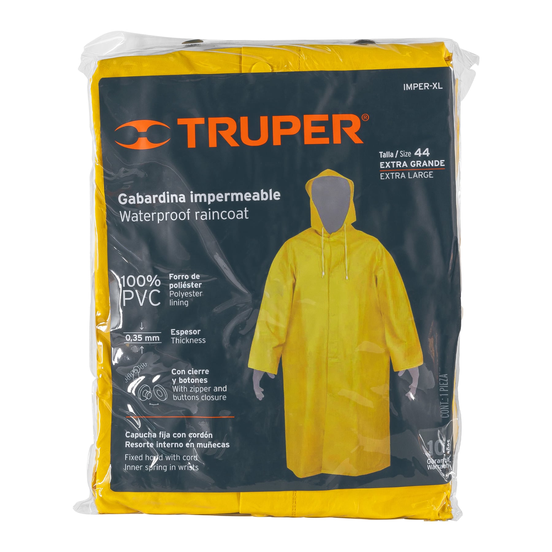 Gabardina talla extra-grande, PVC
