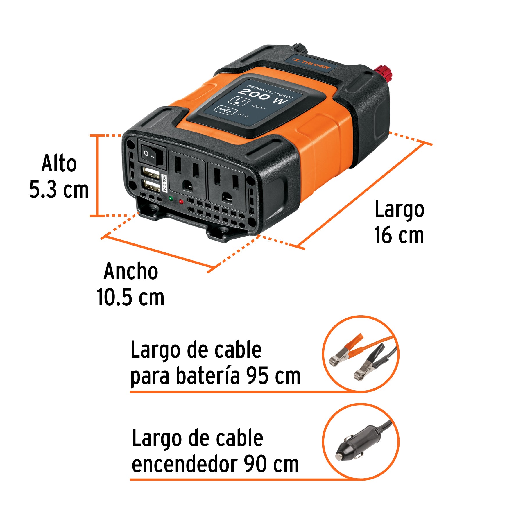 Inversor de corriente 200 W