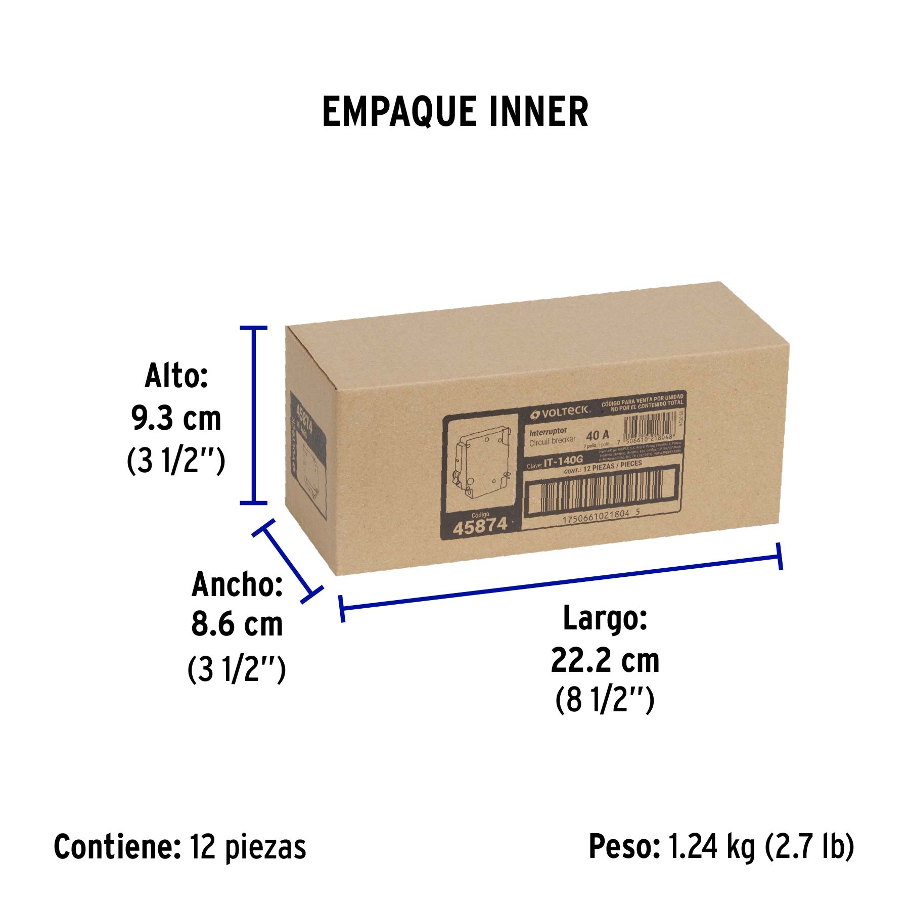 Interruptor de 1 polo 40A, enchufable, a granel, VOLTECK