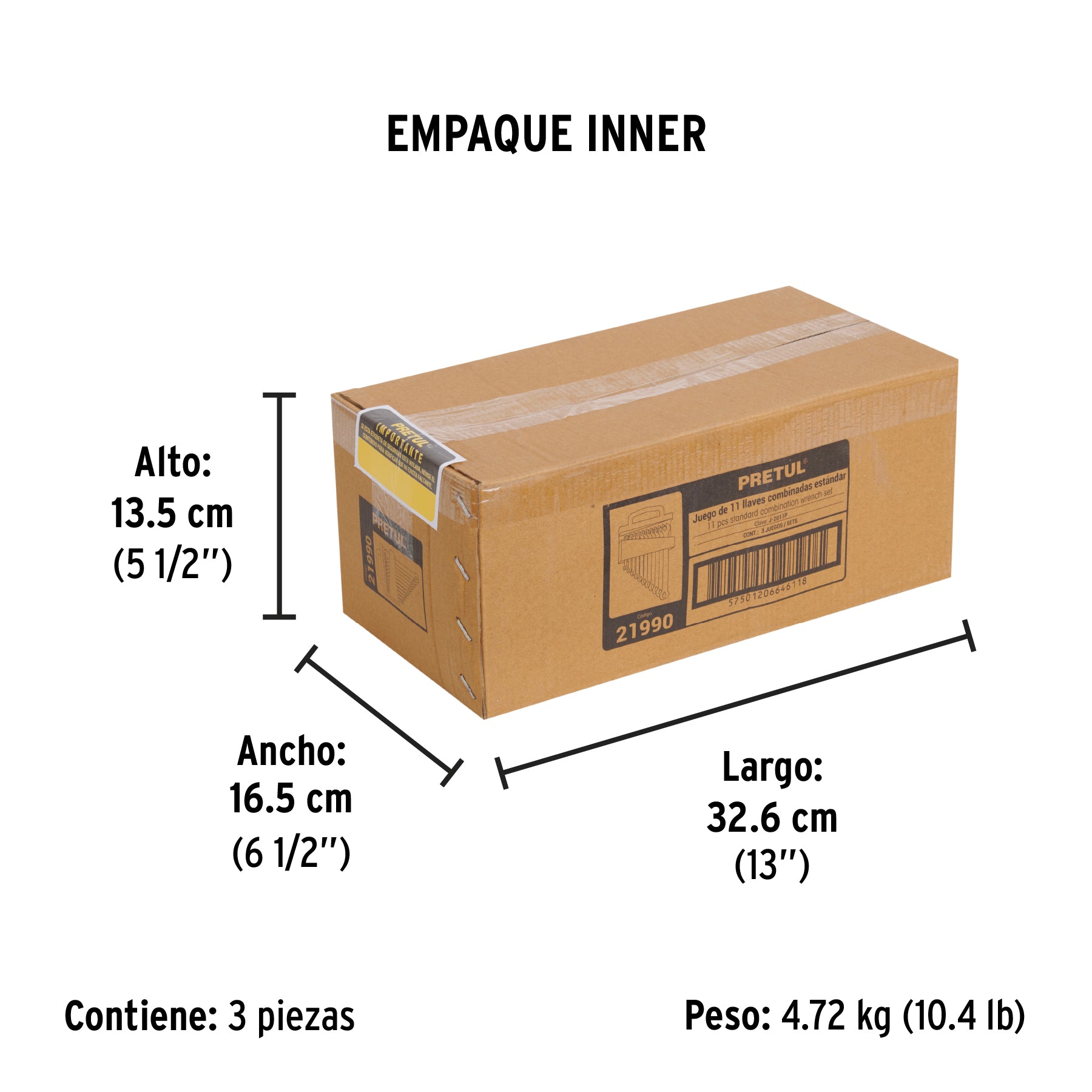Juego de llaves combinadas, 11 piezas, pretul
