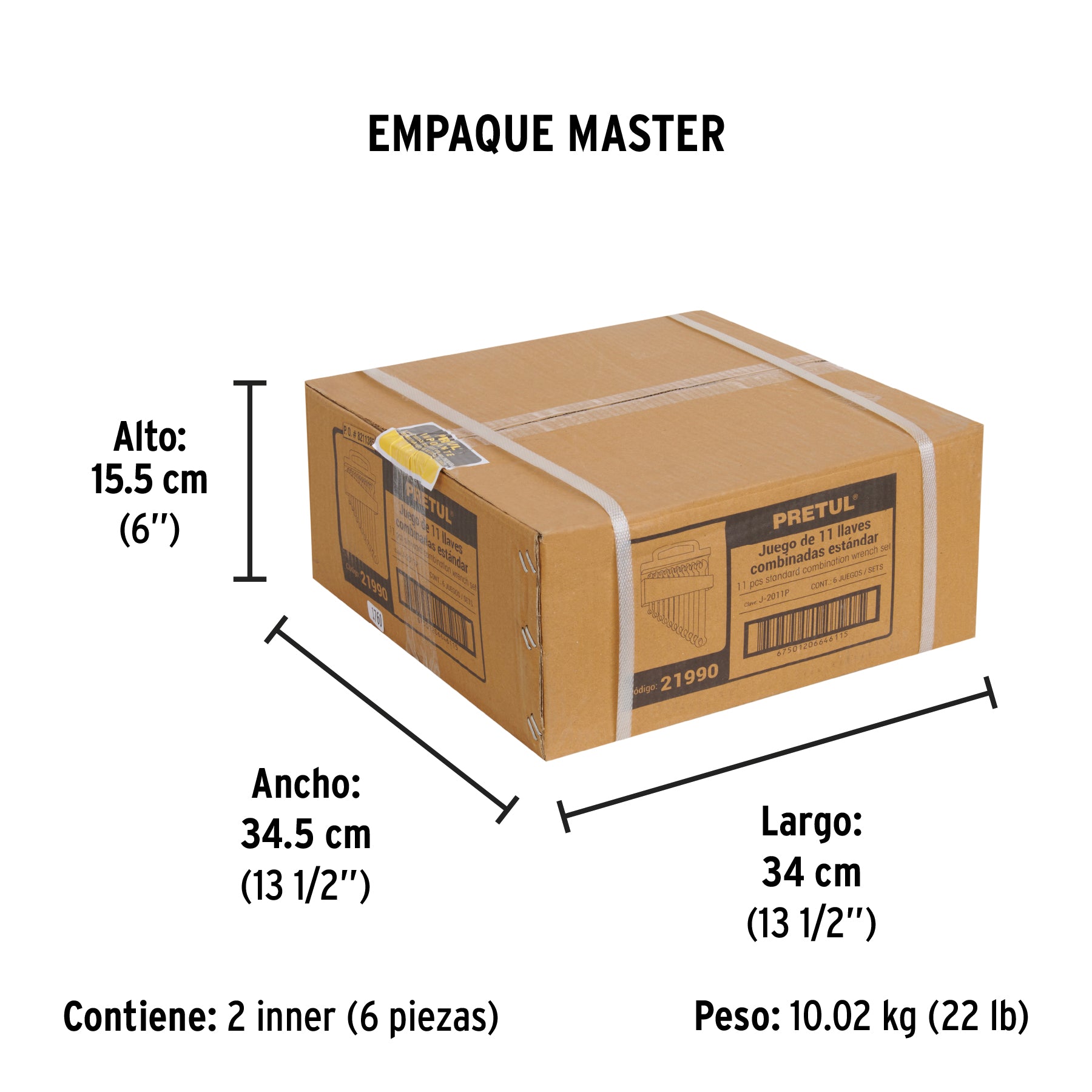 Juego de llaves combinadas, 11 piezas, pretul