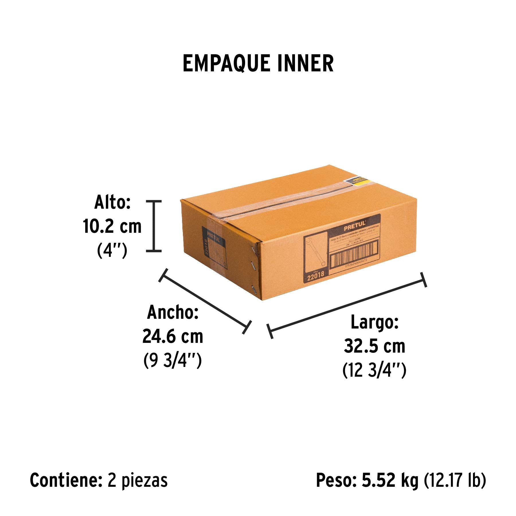Juego de llaves combinadas, 22 piezas, std y mm, Pretul