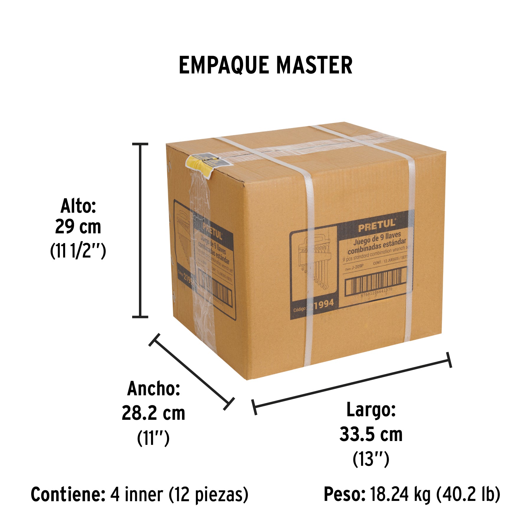 Juego de llaves combinadas, 9 piezas, pretul