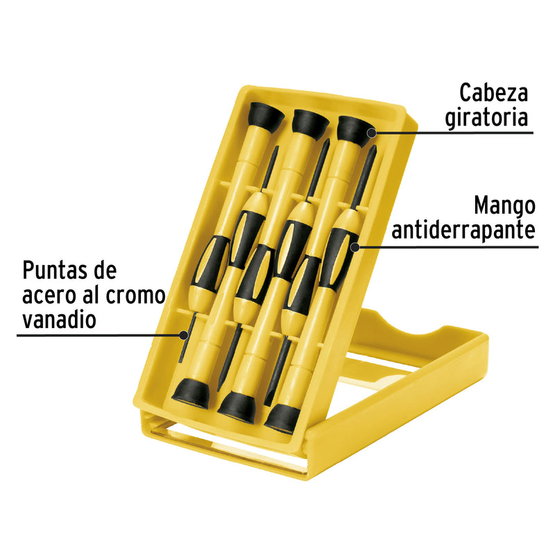 Juego con desarmadores de precisión, 6 piezas, Pretul