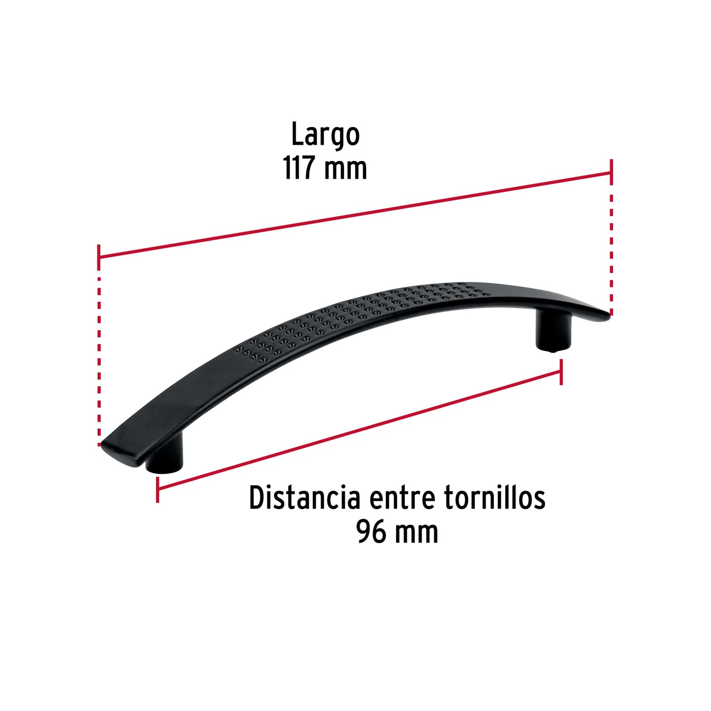 Jaladera de 96mm estilo 'Contempo' acabado negro, Hermex