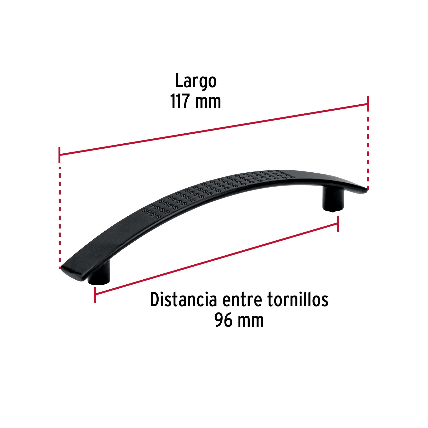 Jaladera de 96mm estilo 'Contempo' acabado negro, Hermex