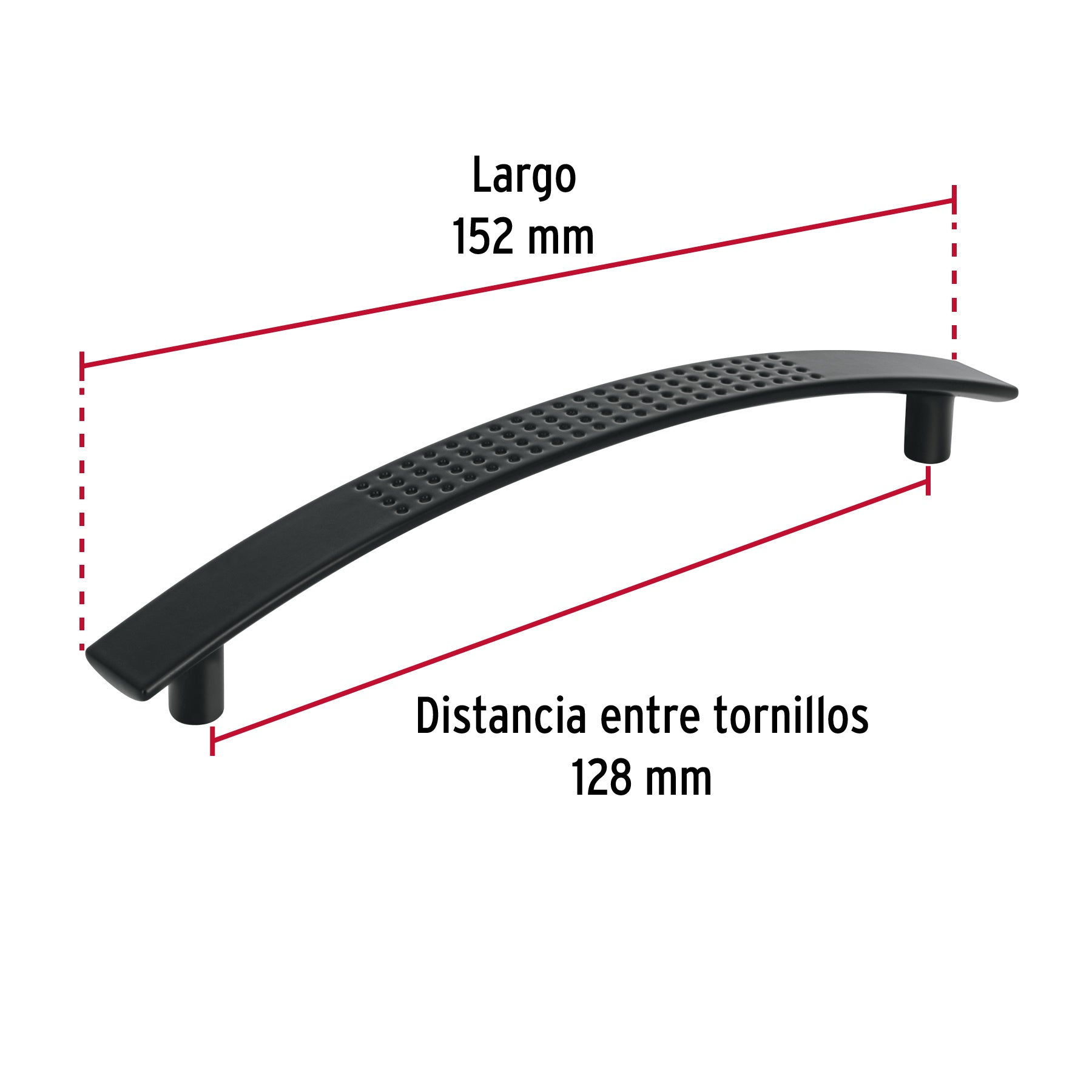 Jaladera de 128mm estilo 'Contempo' acabado negro, Hermex