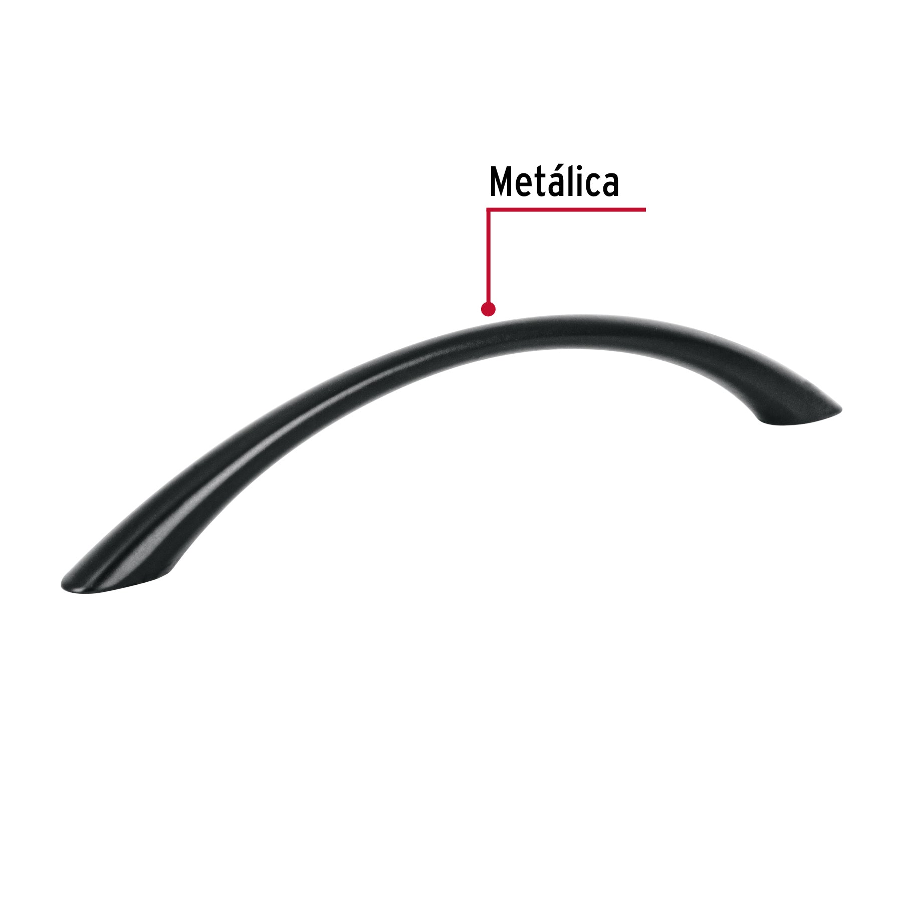 Jaladera de 128mm estilo 'Arco' acabado negro, Hermex