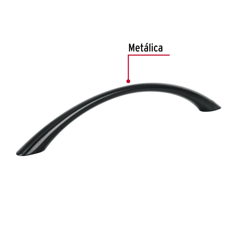 Jaladera de 128mm estilo 'Arco' acabado negro, Hermex