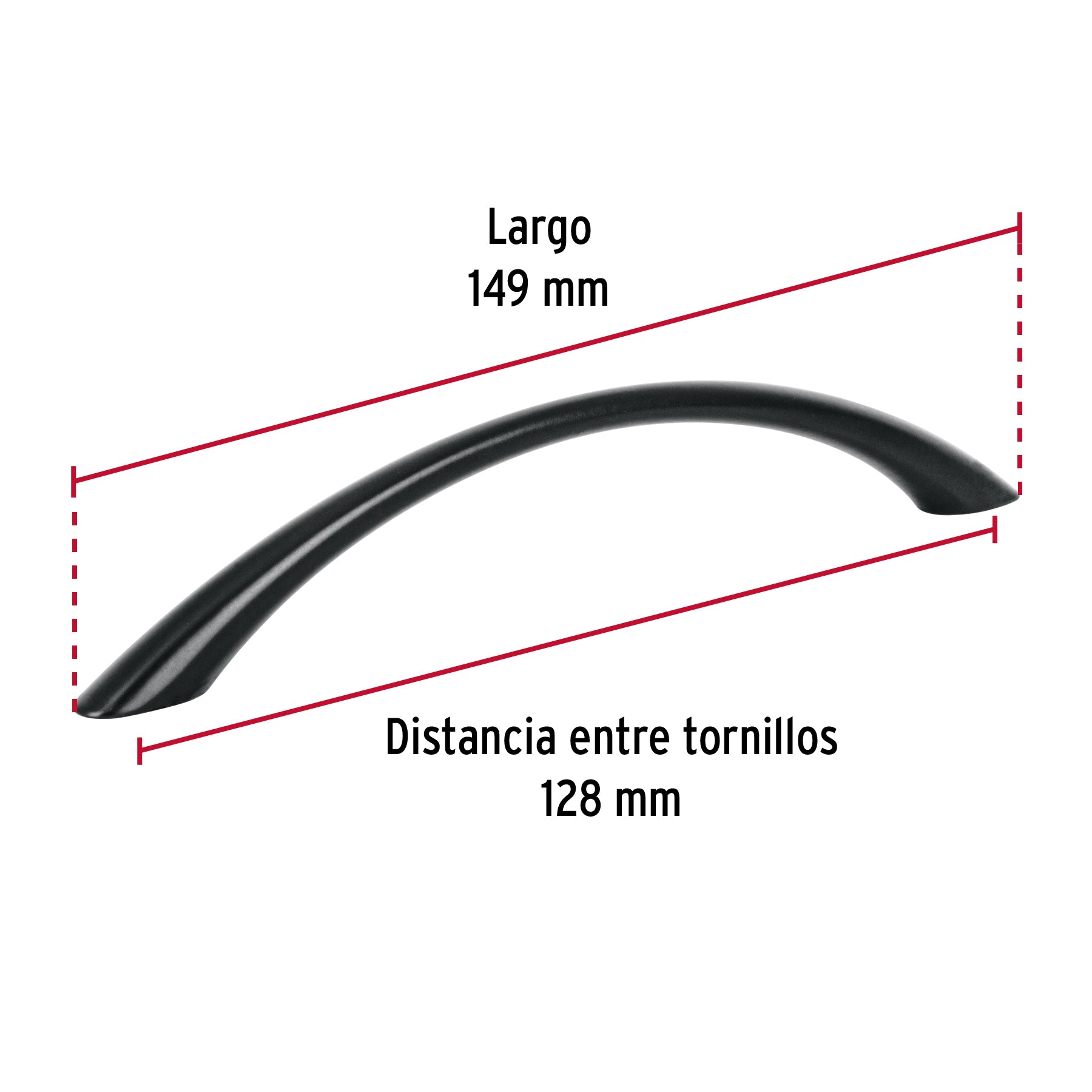 Jaladera de 128mm estilo 'Arco' acabado negro, Hermex
