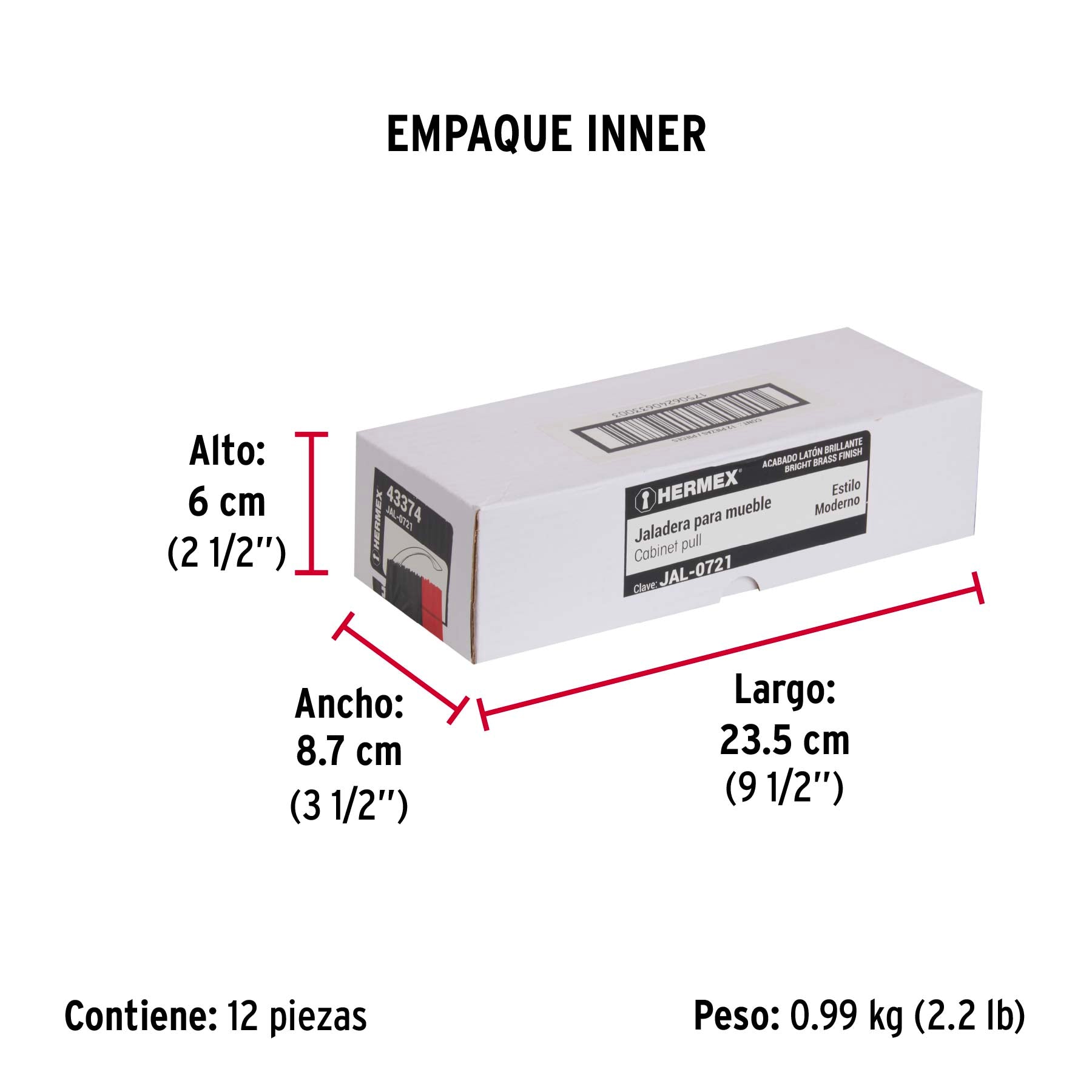 Jaladera, latón brillante, estilo Moderno, 128 mm
