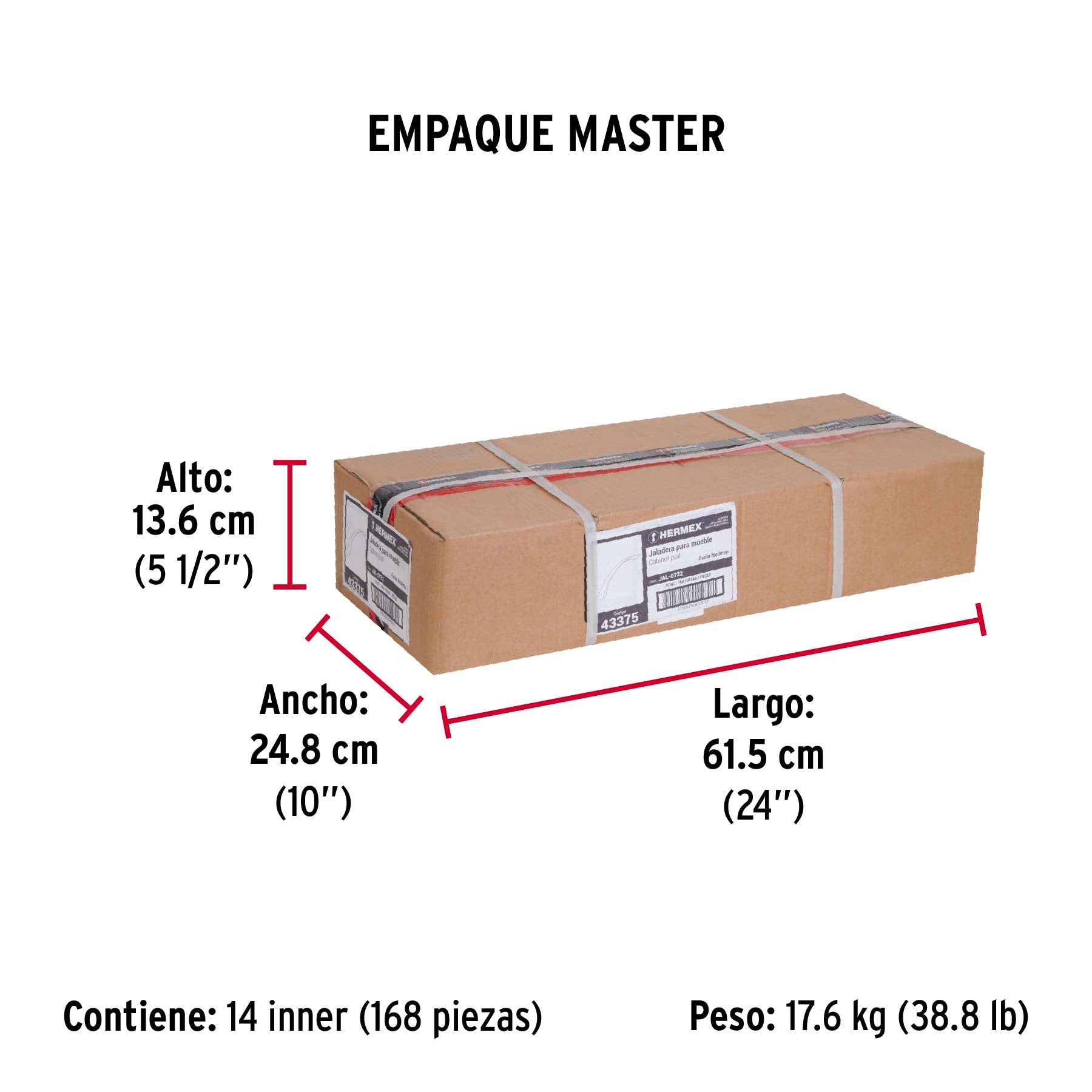 Jaladera, latón brillante, estilo Moderno, 160 mm