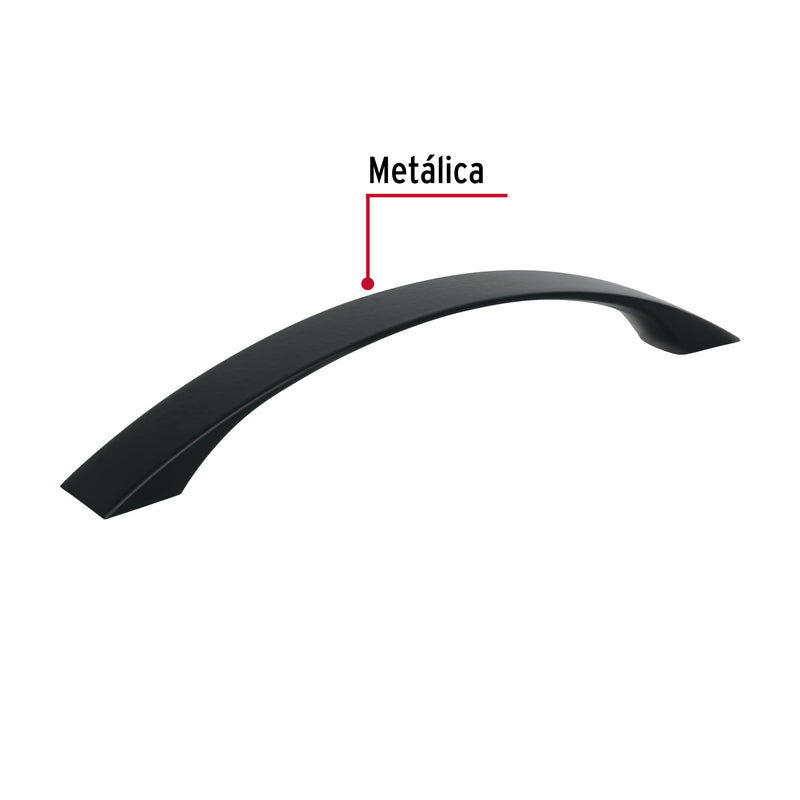 Jaladera de 128mm estilo 'Moderno' acabado negro, Hermex