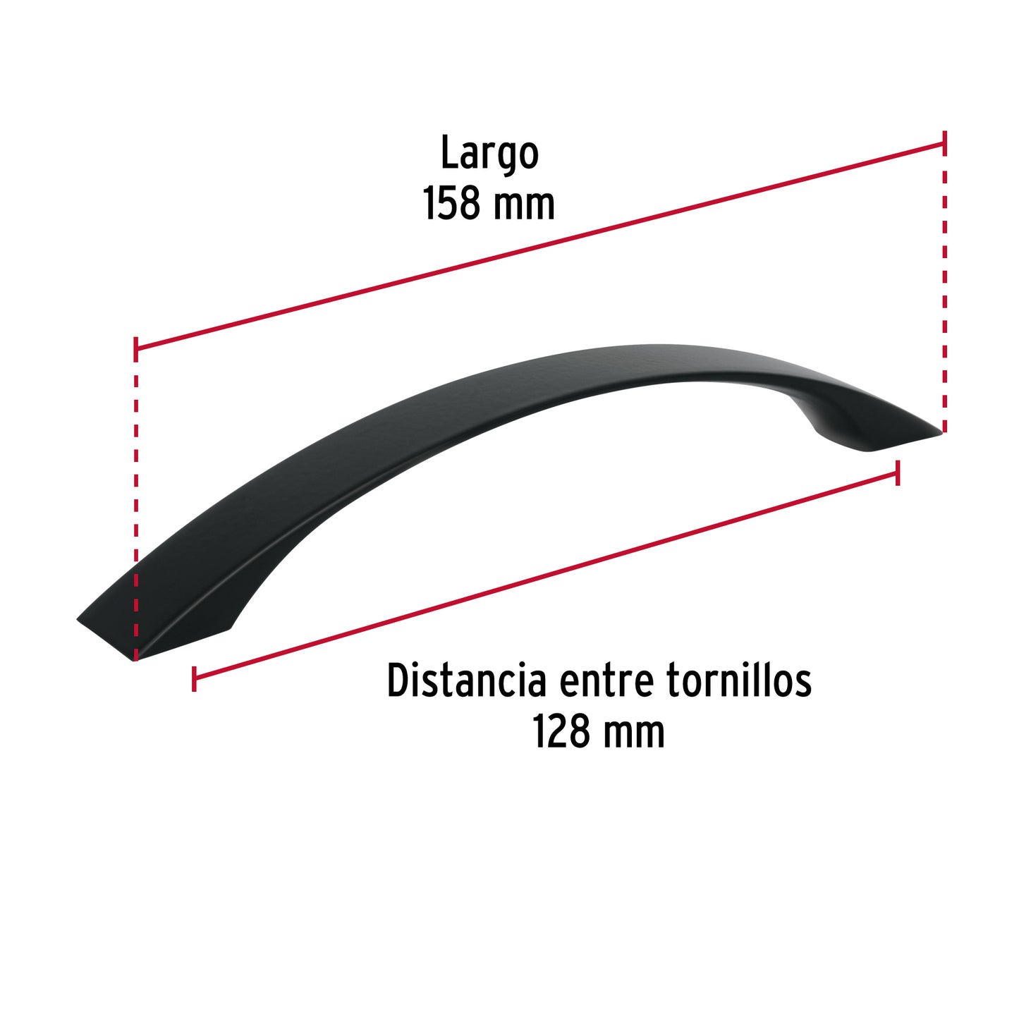  Jaladera de 128mm estilo 'Segovia' acabado negro