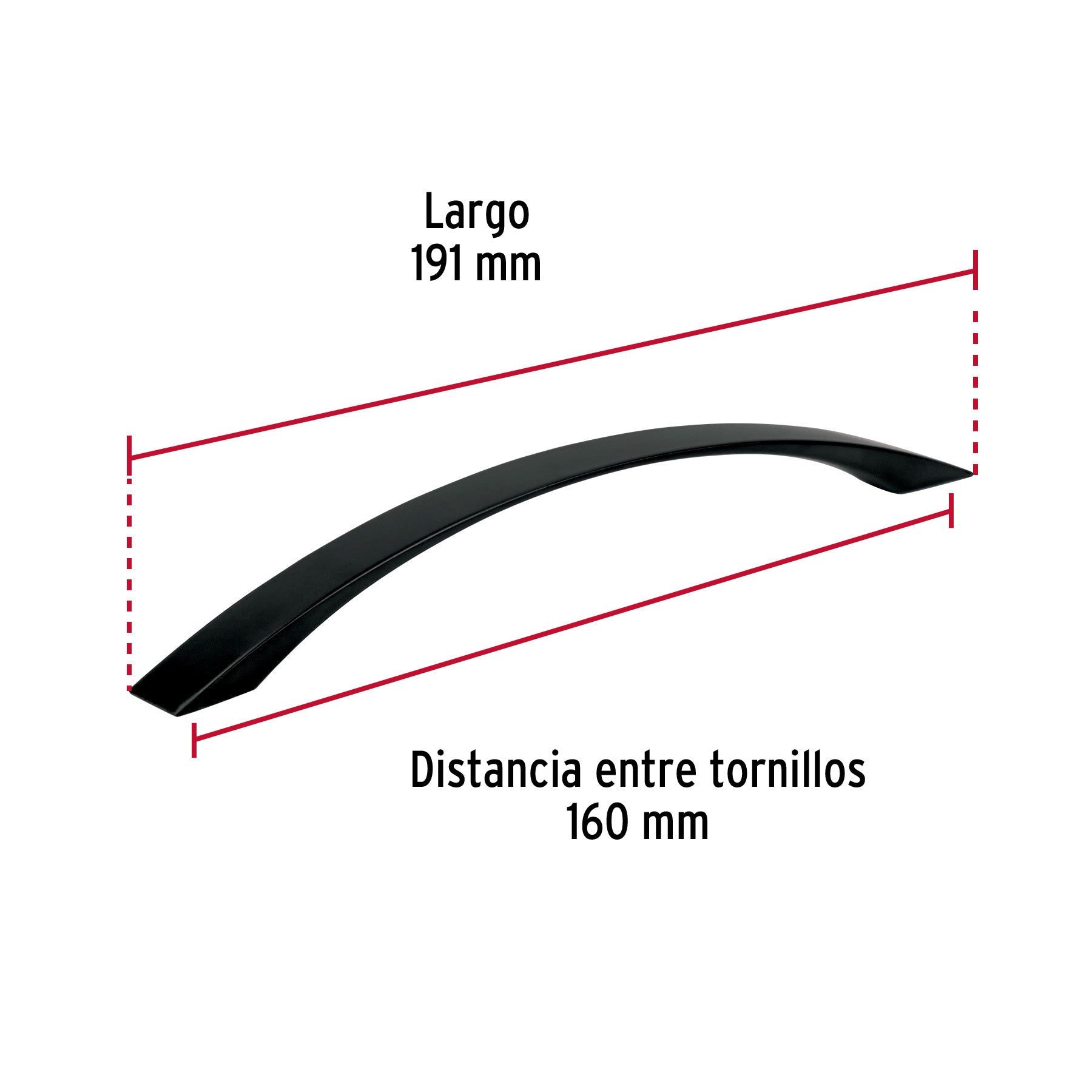 Jaladera de 160mm estilo 'Moderno' acabado negro, Hermex