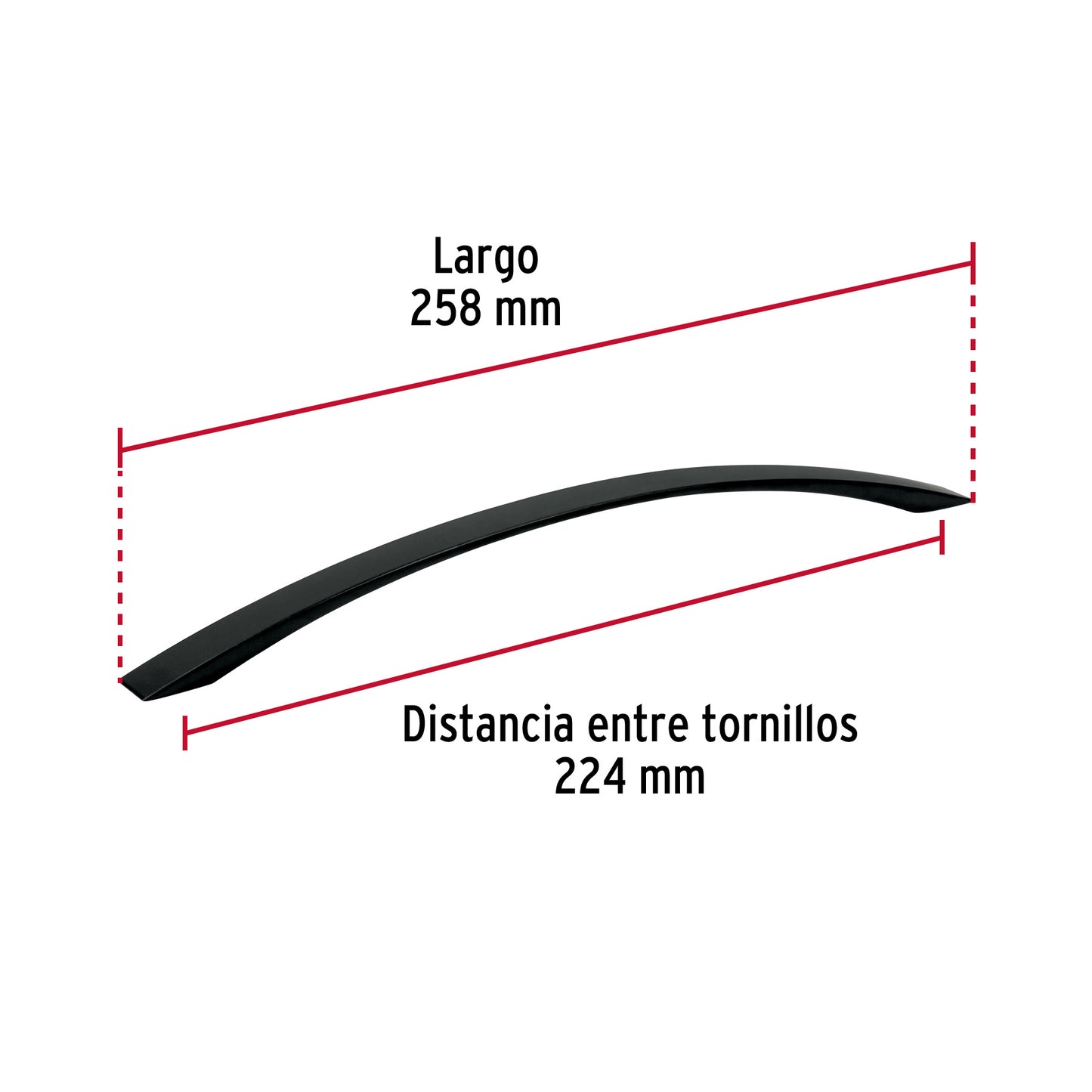  Jaladera de 224mm estilo 'Moderno' acabado negro, Hermex