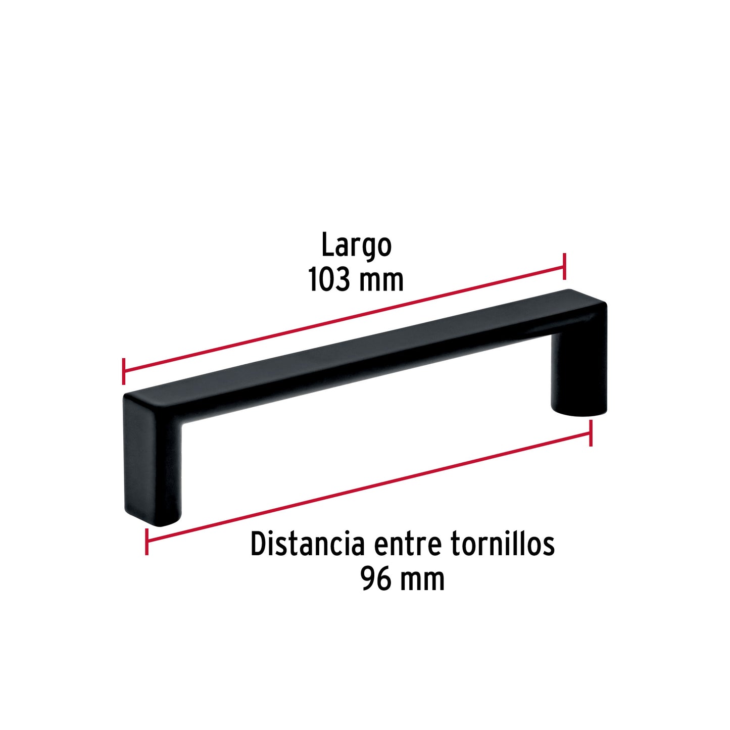 Jaladera de 96mm estilo 'Andamio' acabado negro, Hermex