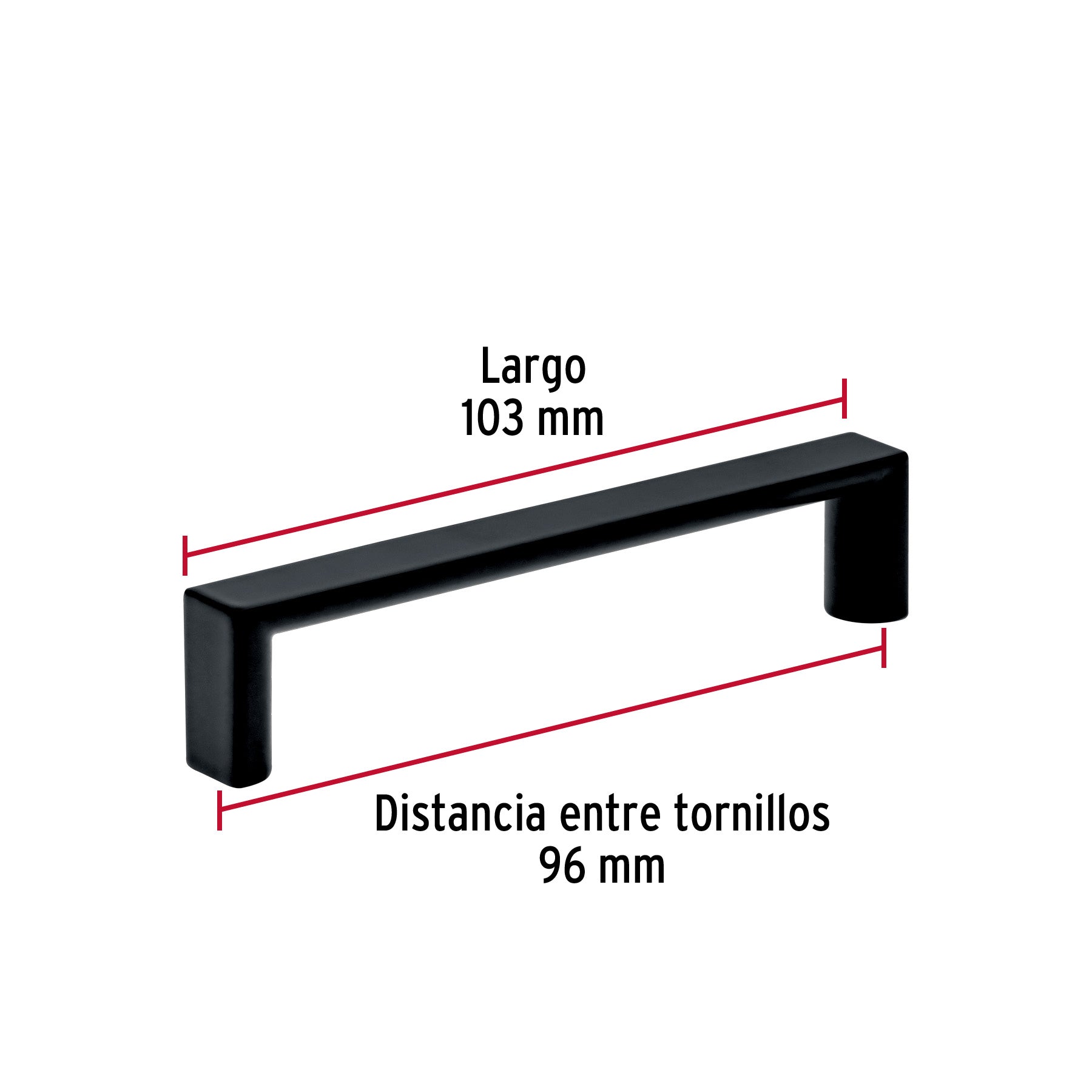 Jaladera de 96mm estilo 'Andamio' acabado negro, Hermex