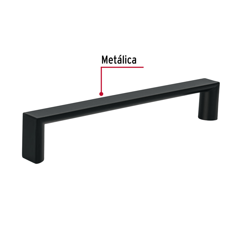 Jaladera de 128mm estilo 'Andamio' acabado negro, Hermex