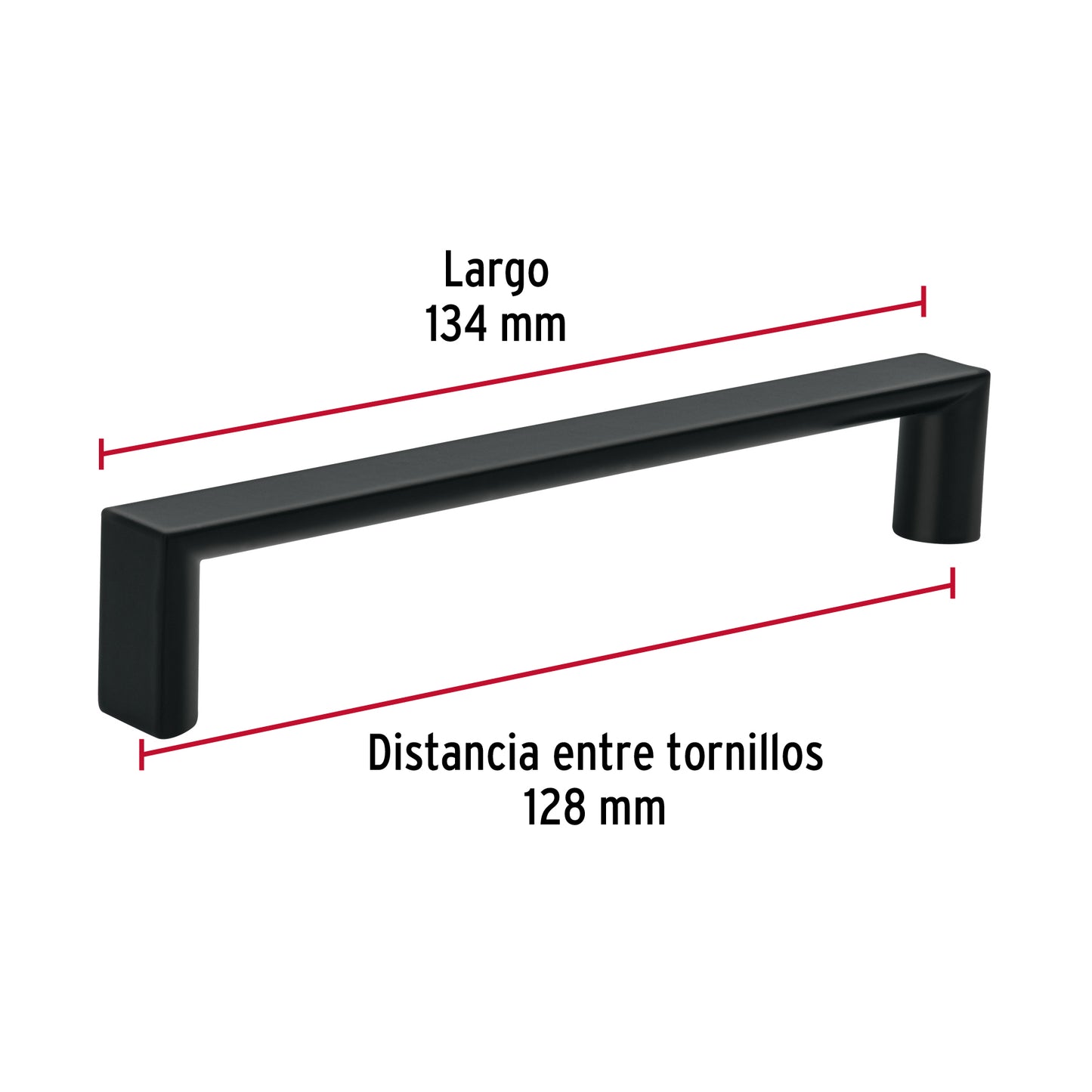 Jaladera de 128mm estilo 'Andamio' acabado negro, Hermex