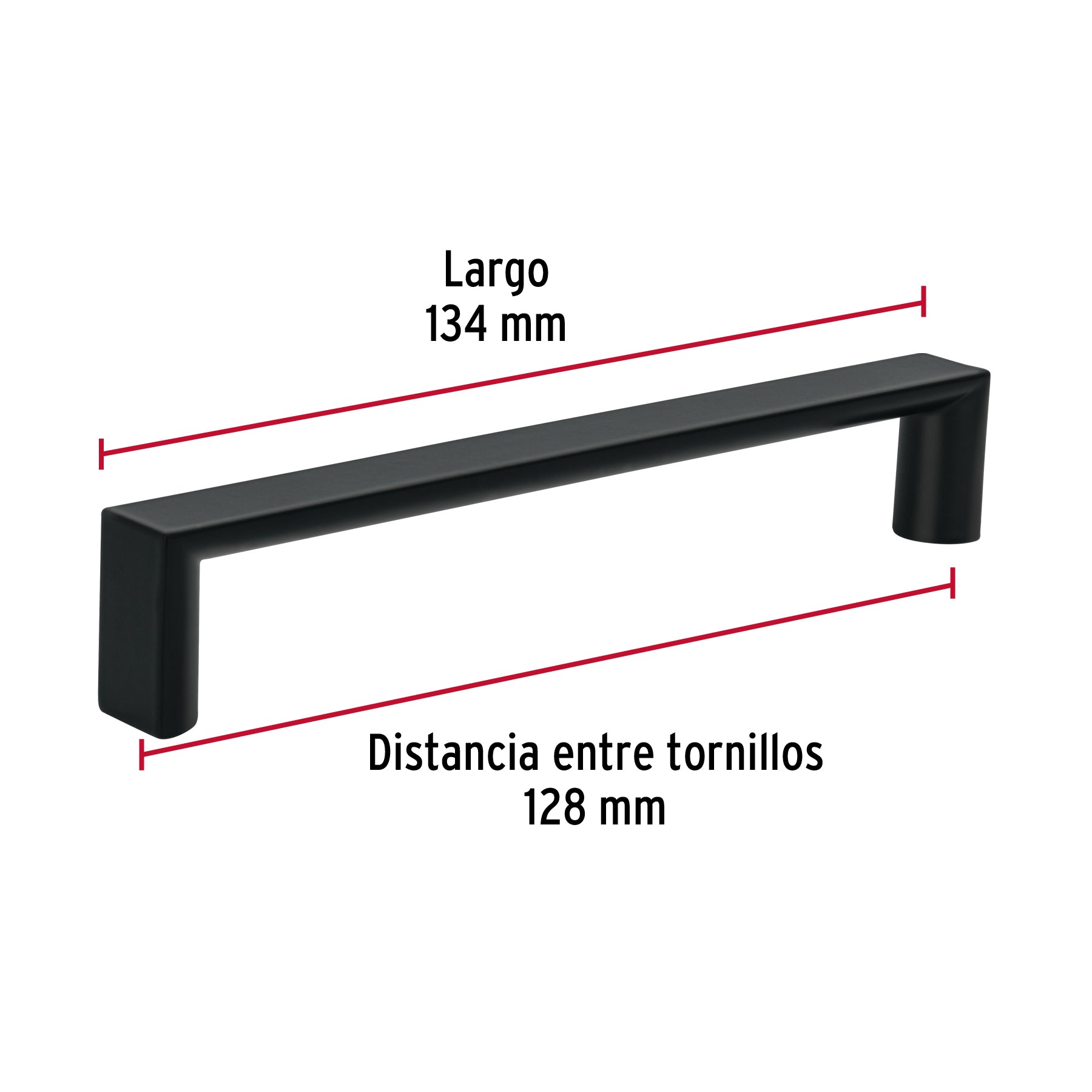 Jaladera de 128mm estilo 'Andamio' acabado negro, Hermex