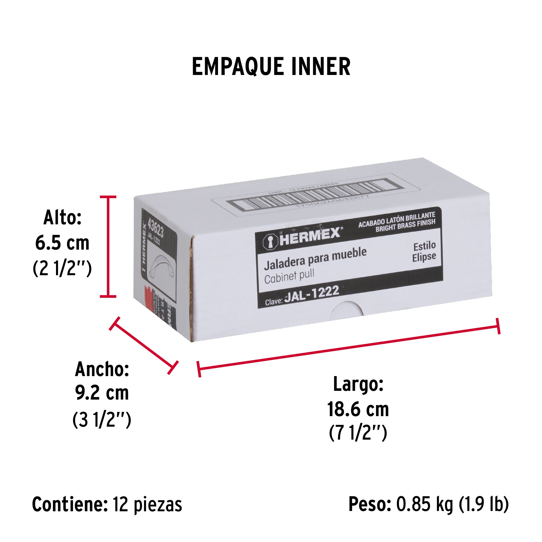 Jaladera, latón brillante, estilo Elipse, 96 mm