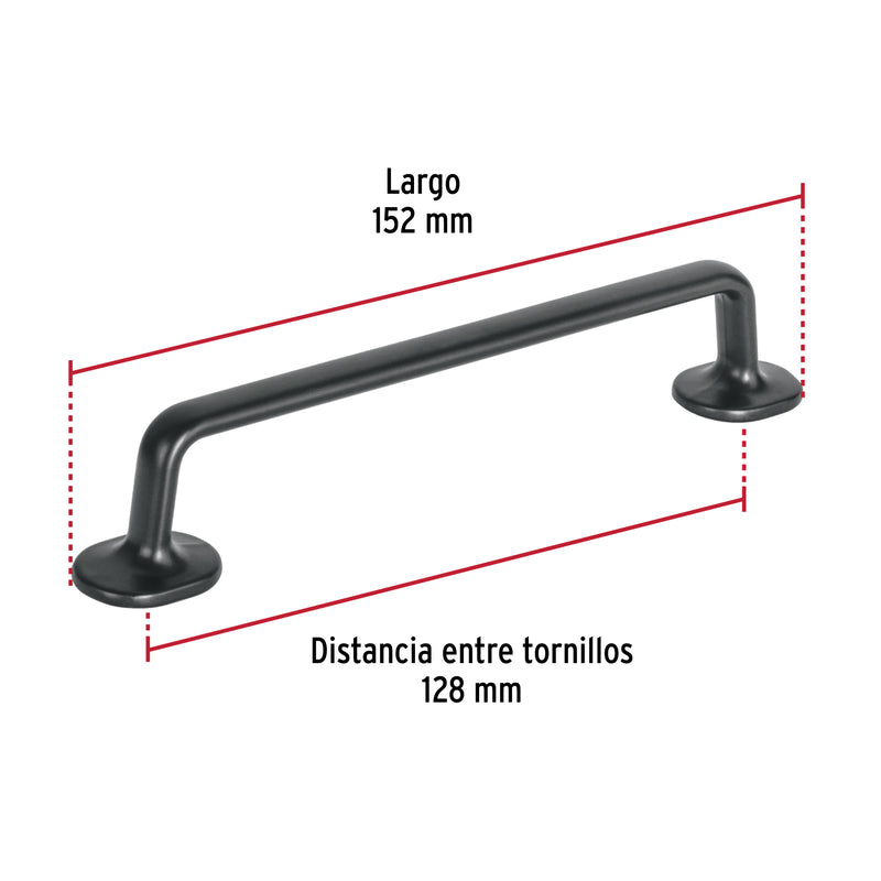 Jaladera de 128mm, línea Oviedo, negro, HERMEX