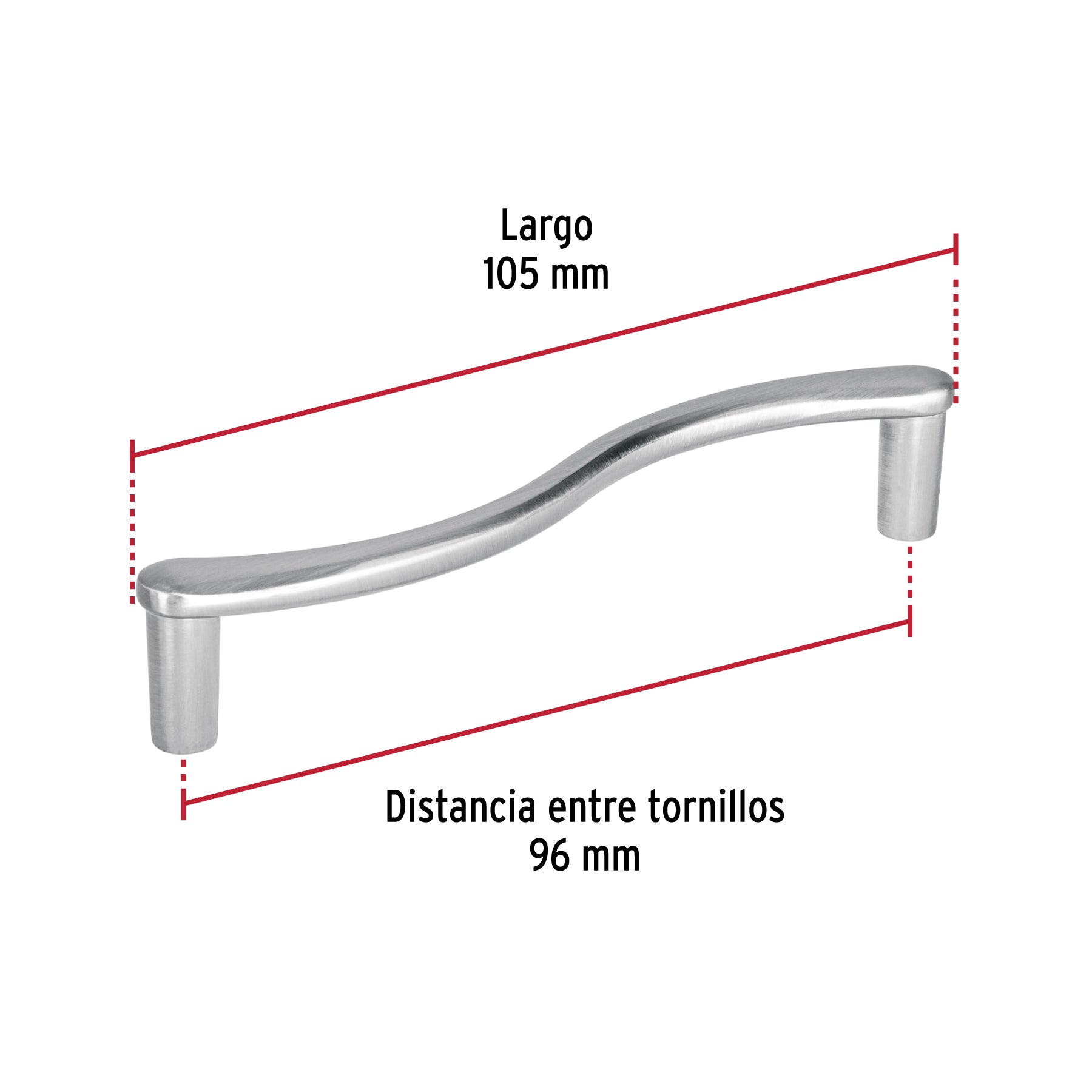 Jaladera de 96mm, línea Toledo, níquel, HERMEX