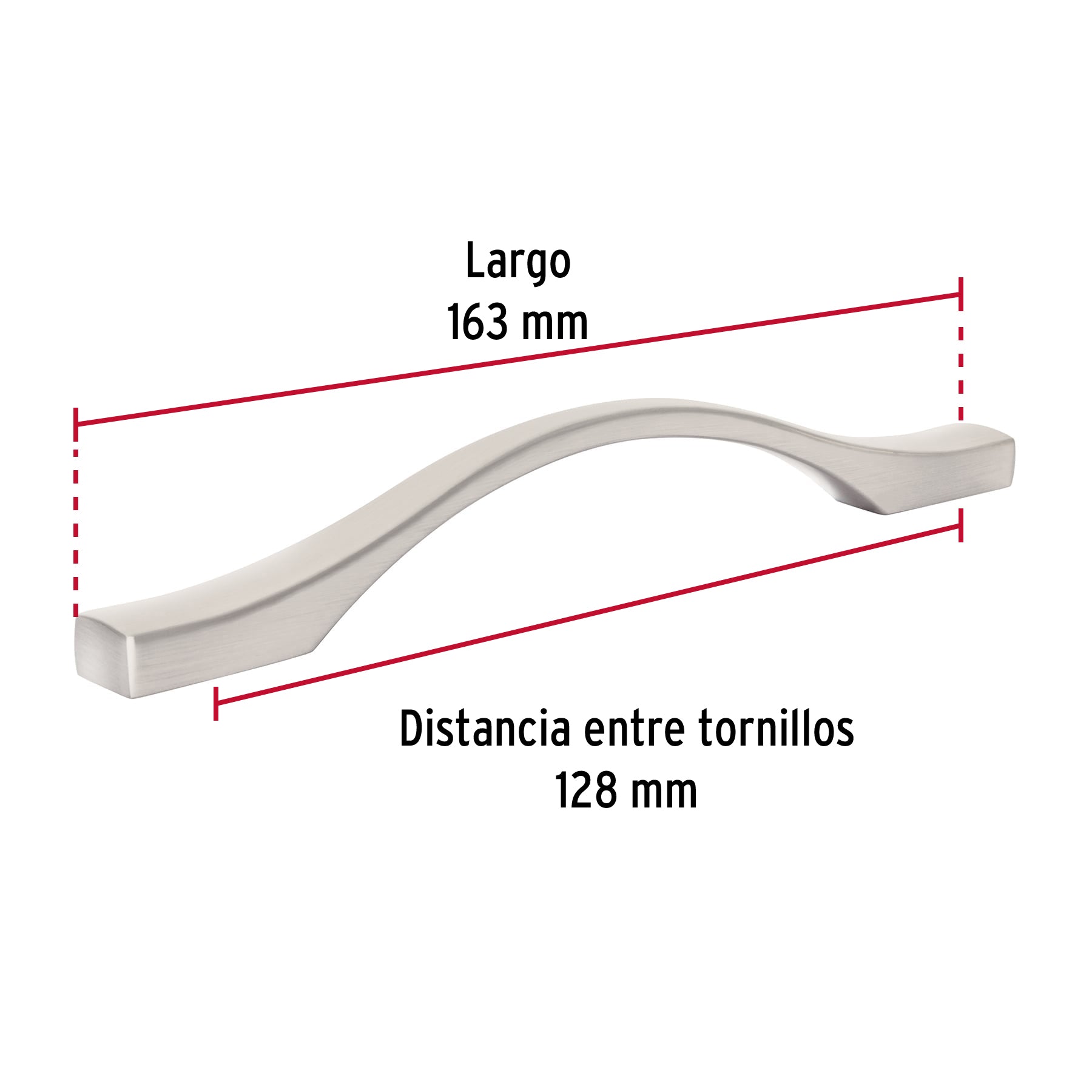 Jaladera de 128mm estilo 'Segovia' acabado níquel satinado