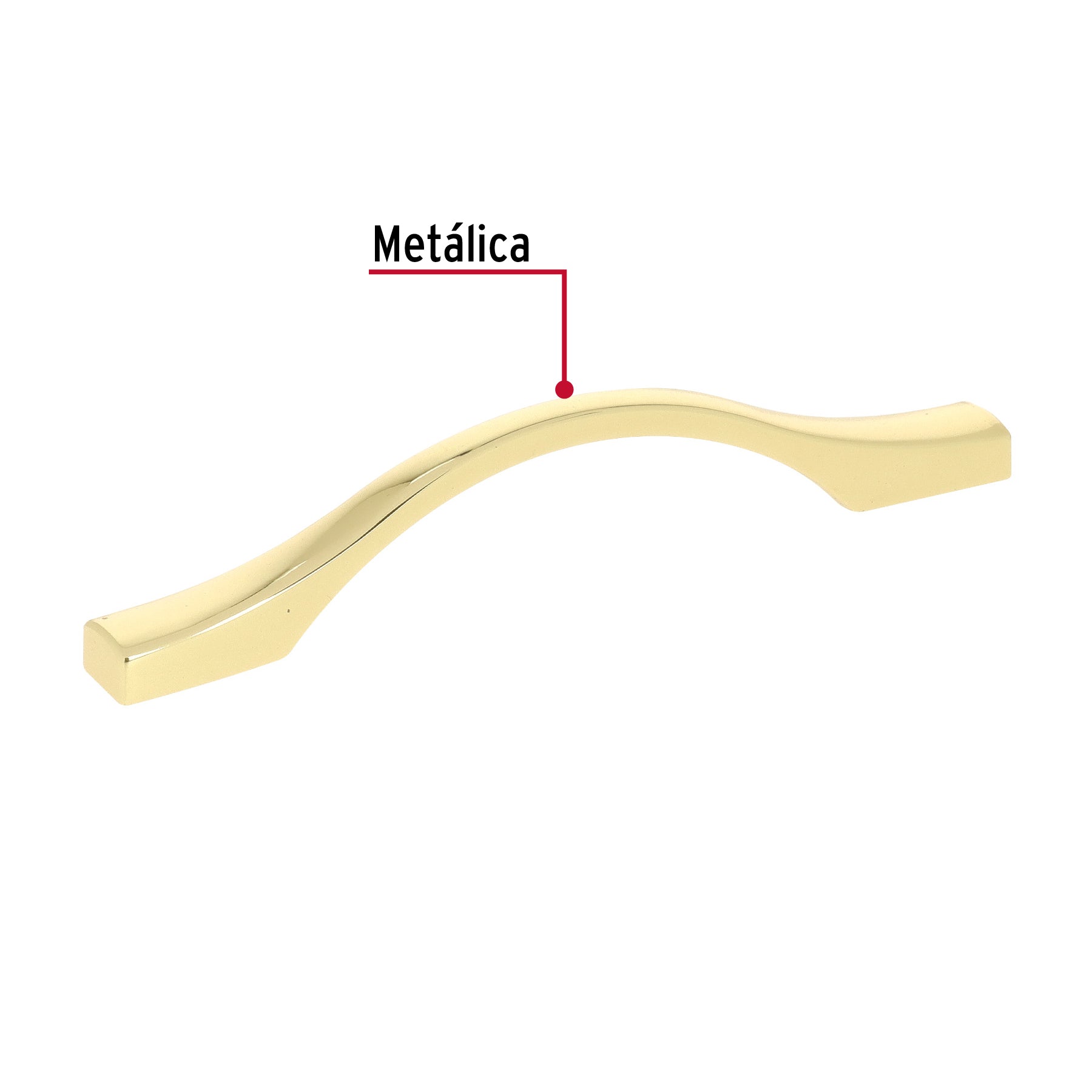 Jaladera de 96mm estilo 'Segovia' acabado latón brillante
