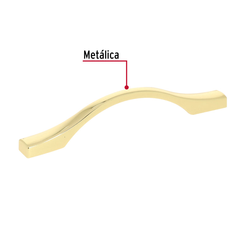 Jaladera de 96mm estilo 'Segovia' acabado latón brillante