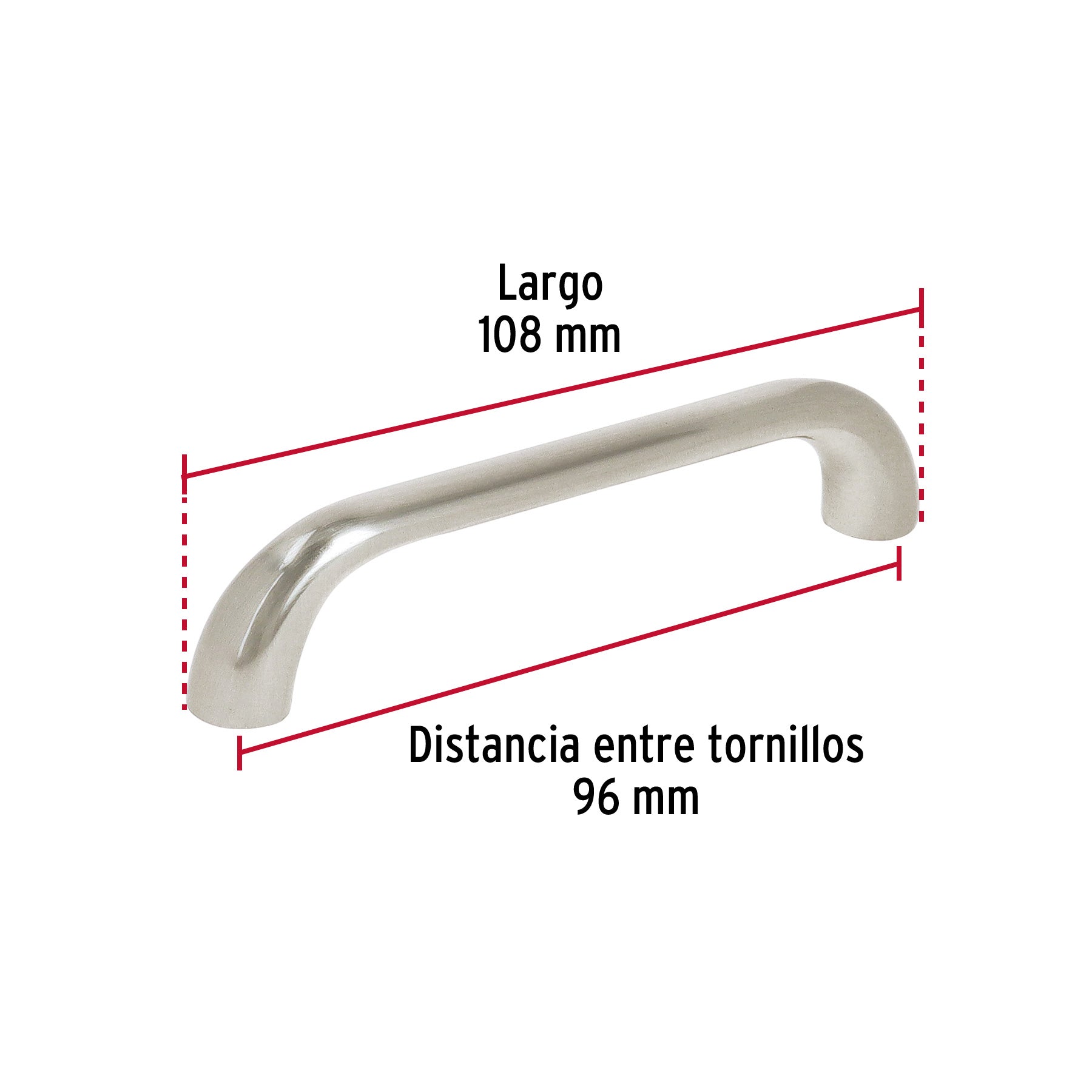 Jaladera de 96mm estilo 'Cádiz' acabado níquel satinado